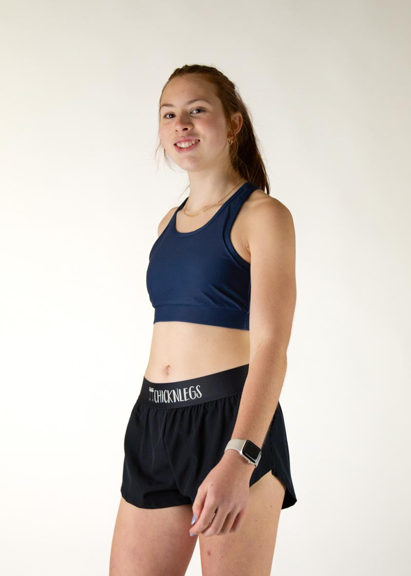 High-Quality Navy Blue OG Sports Bra for Women - Comfortable & Supportive Workout Top for Running, Yoga & Gym