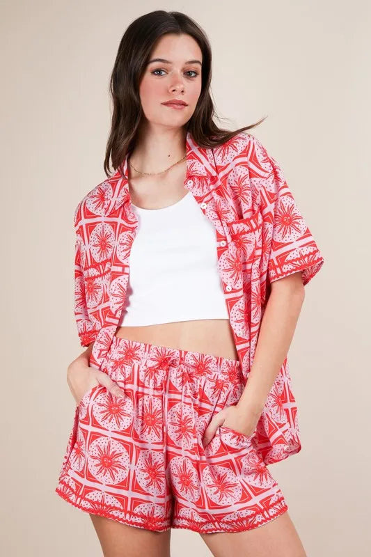 Stylish Full Size Tropical Vacation Shirt & Shorts Set for Men - Breathable Summer Outfit for Beach, Pool Party & Vacation Getaways