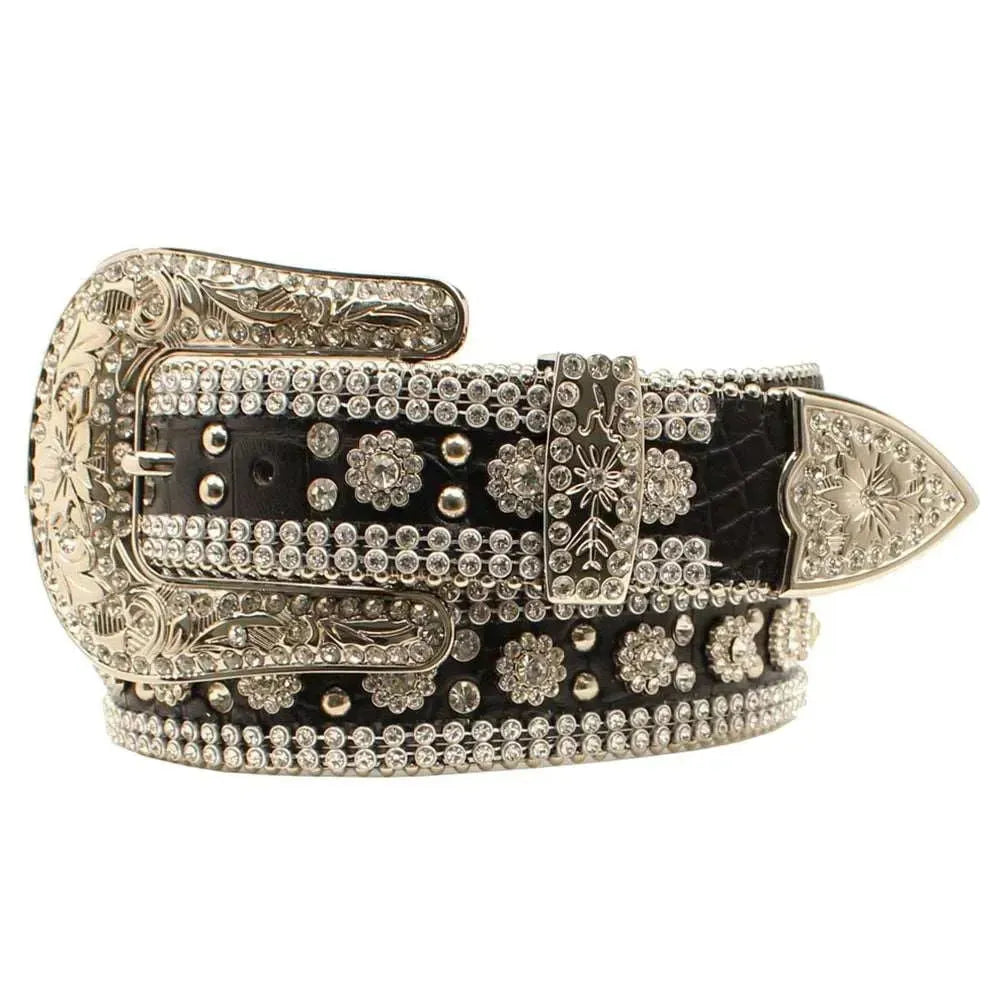 3D Flower Girl Alligator Leather Belt for Women - Stylish & Durable Fashion Accessory for Weddings, Parties & Everyday Wear
