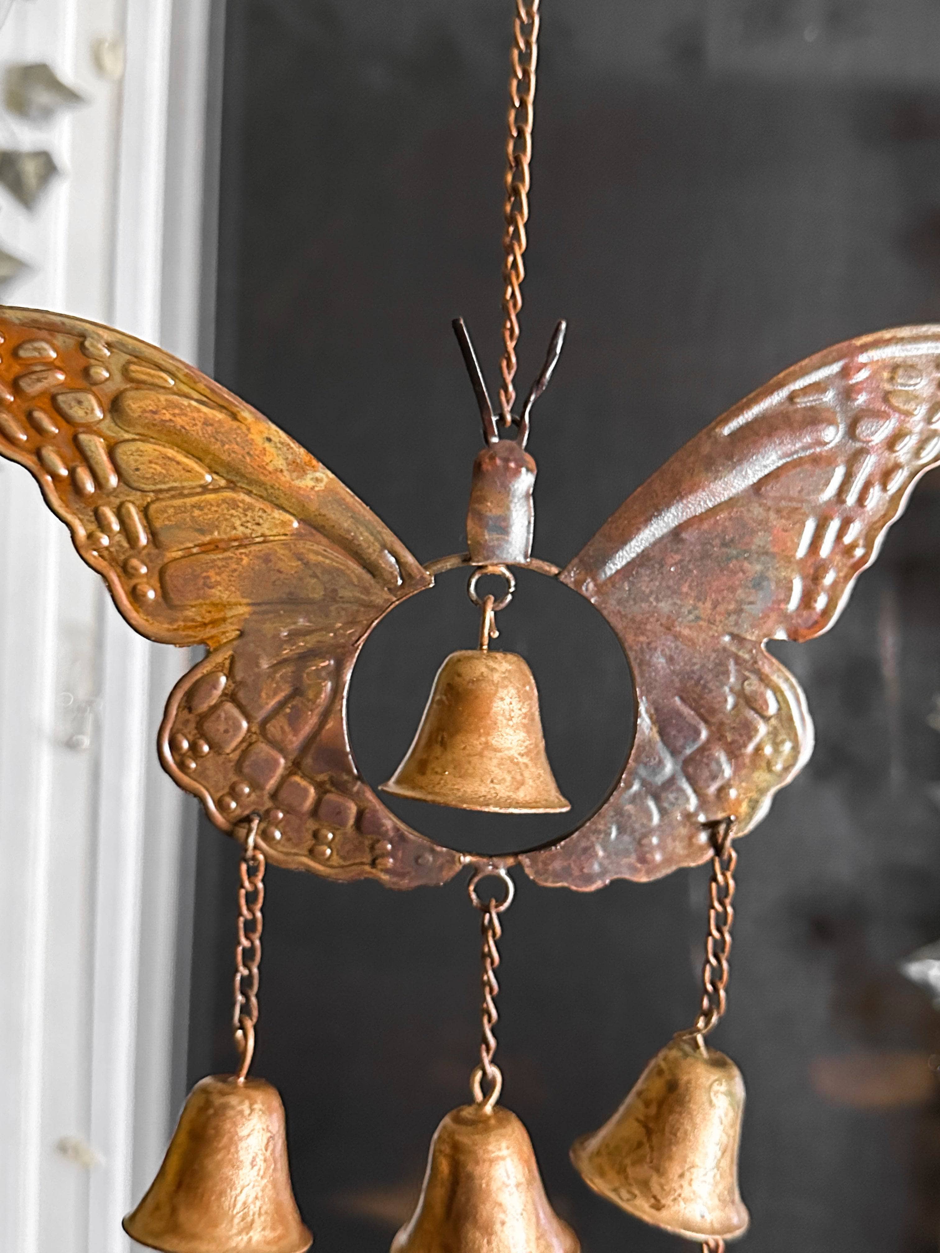 Butterfly Wind Chime with Bells - Outdoor Garden Decor, Patio Hanging Ornament for Relaxation & Feng Shui