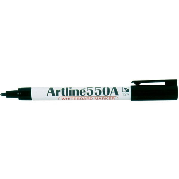 Artline 550A Whiteboard Markers - 1.2mm Bullet Tip Fine Point - Black (12-Pack) - Ideal for Office, Classroom & Home Whiteboard Presentations