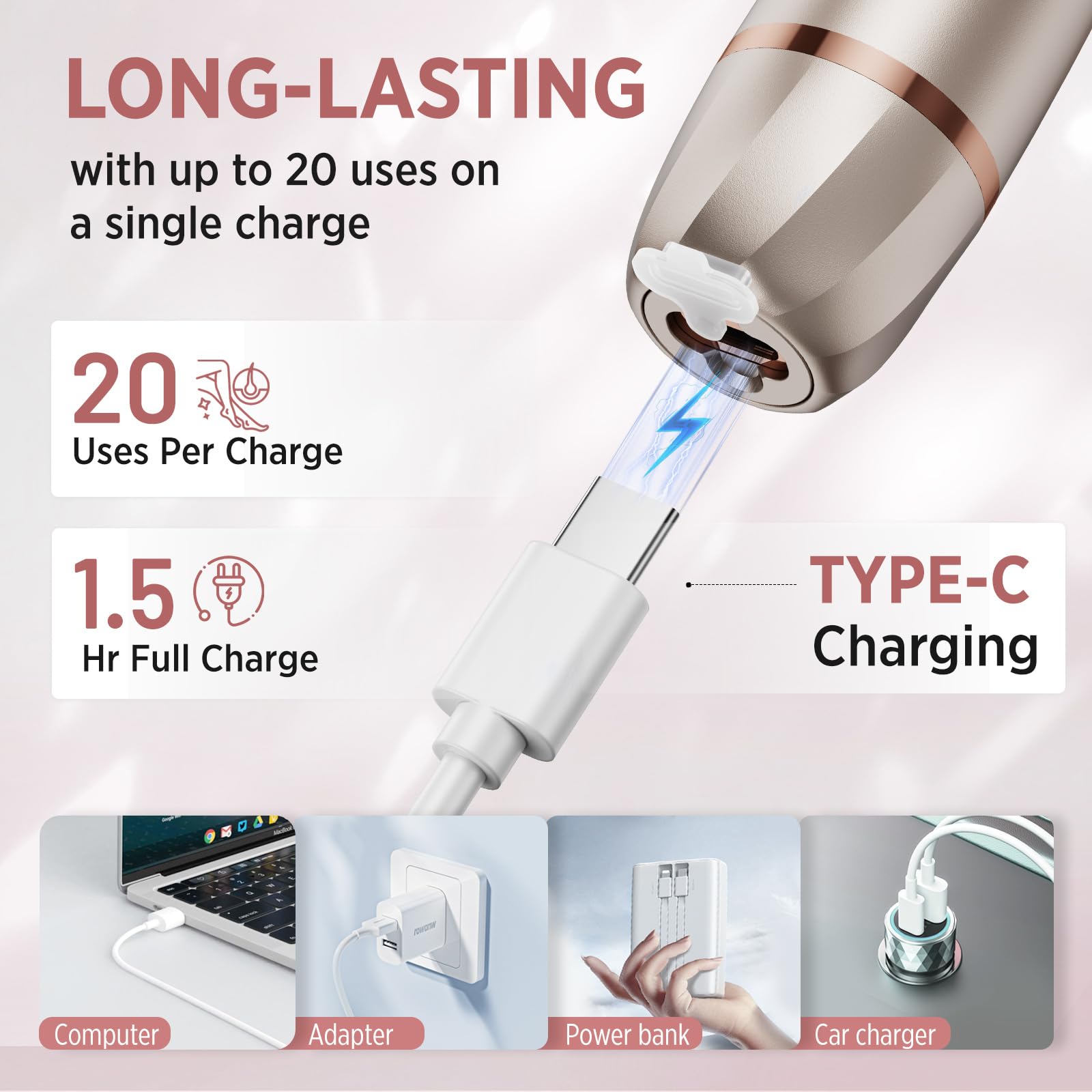Painless Women's Electric Razor for Body & Face - Rechargeable Hair Remover for Legs, Underarms & Bikini Line | Smooth Shaving at Home or Travel