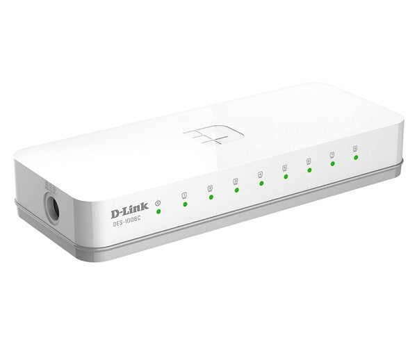 D-Link DES-1008C 8-Port 10/100 Mbps Unmanaged Ethernet Network Switch for Home & Office Networking - Perfect for Expanding Wired Connections to Computers, Printers, and Smart Devices