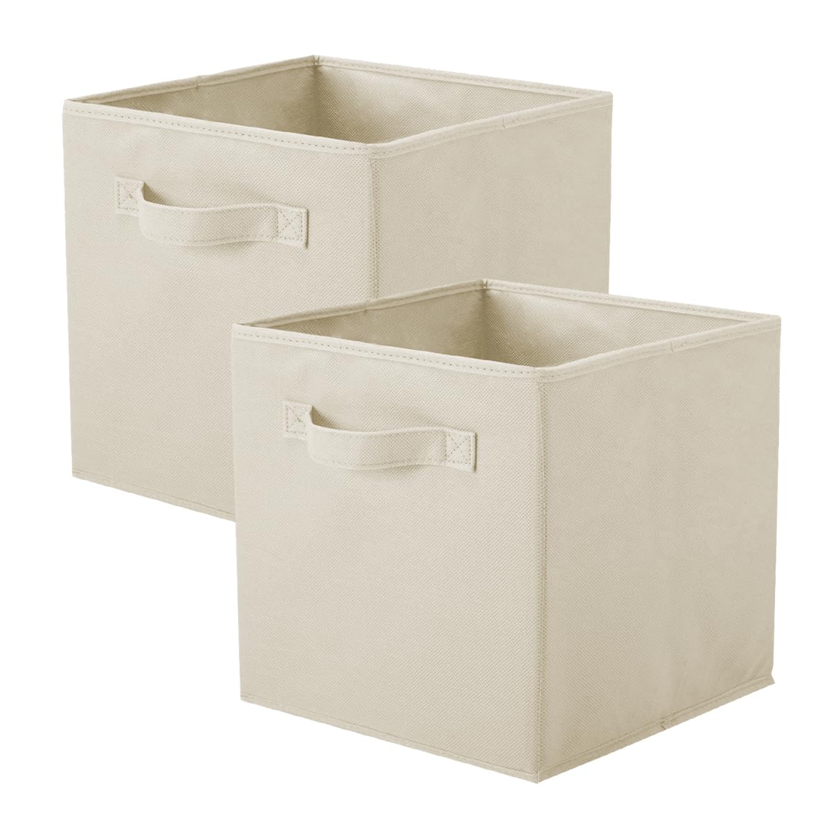 Foldable Storage Bins with Handles - 2 Pack Collapsible Fabric Organizer Cubes for Closet, Shelves & Home Organization (10.5