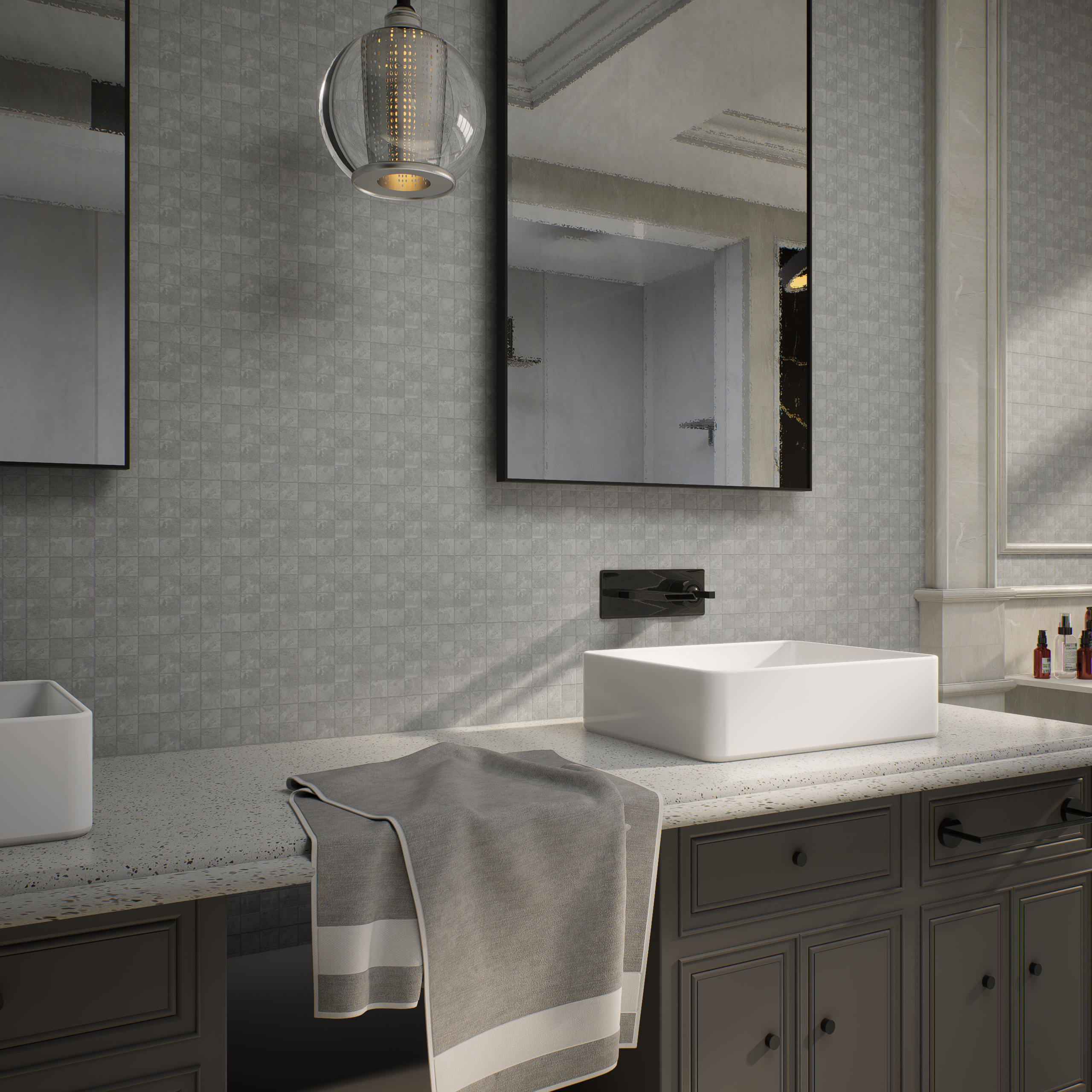 2 x 2 Inch Veneta Grigio Matte Glazed Porcelain Mosaic Tile - Perfect for Kitchen Backsplash, Bathroom Walls & Flooring