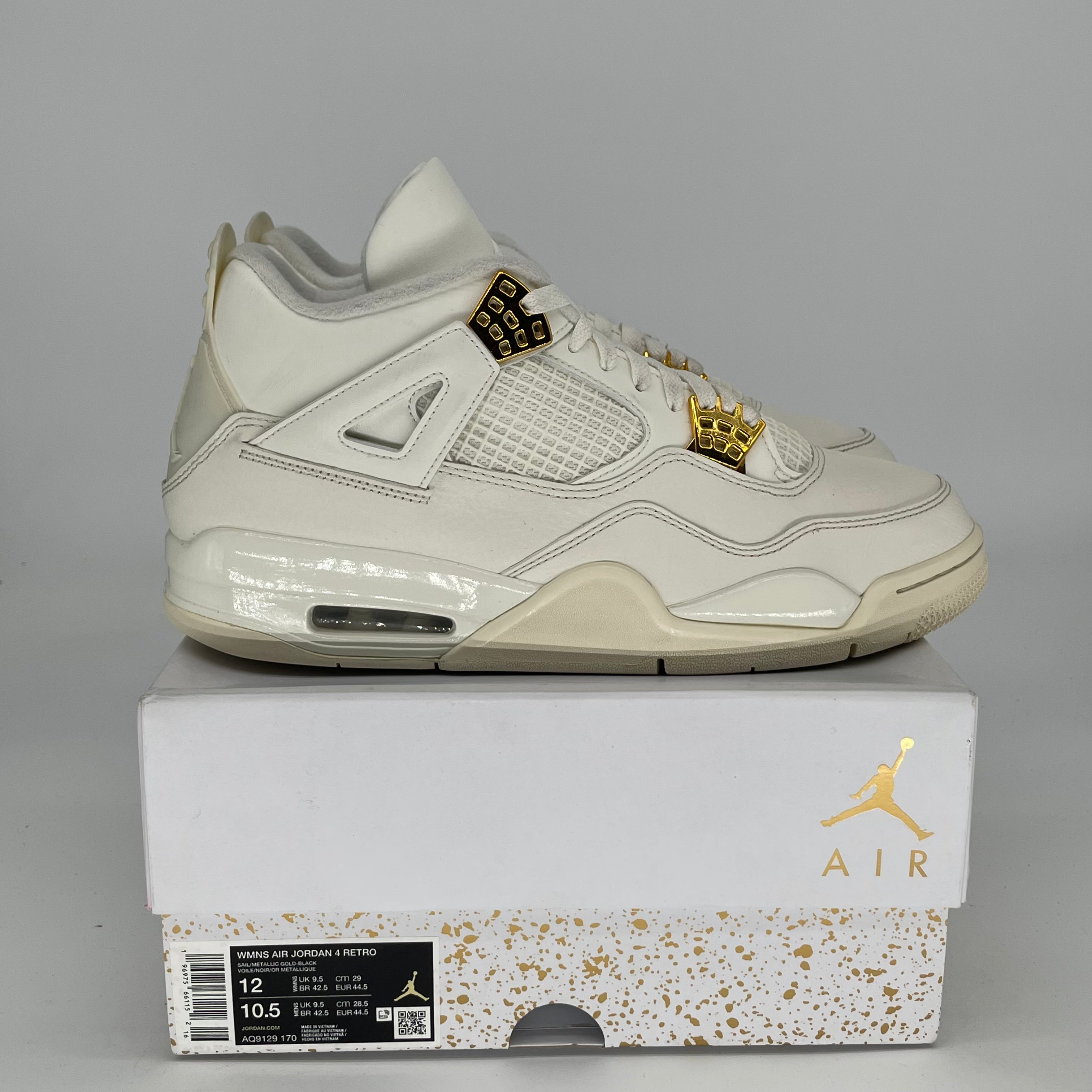AIR JORDAN 4 METALLIC GOLD Women's Basketball Shoes Size 10.5/12W AQ9129-170 - Perfect for Streetwear, Sneaker Collection & Casual Fashion