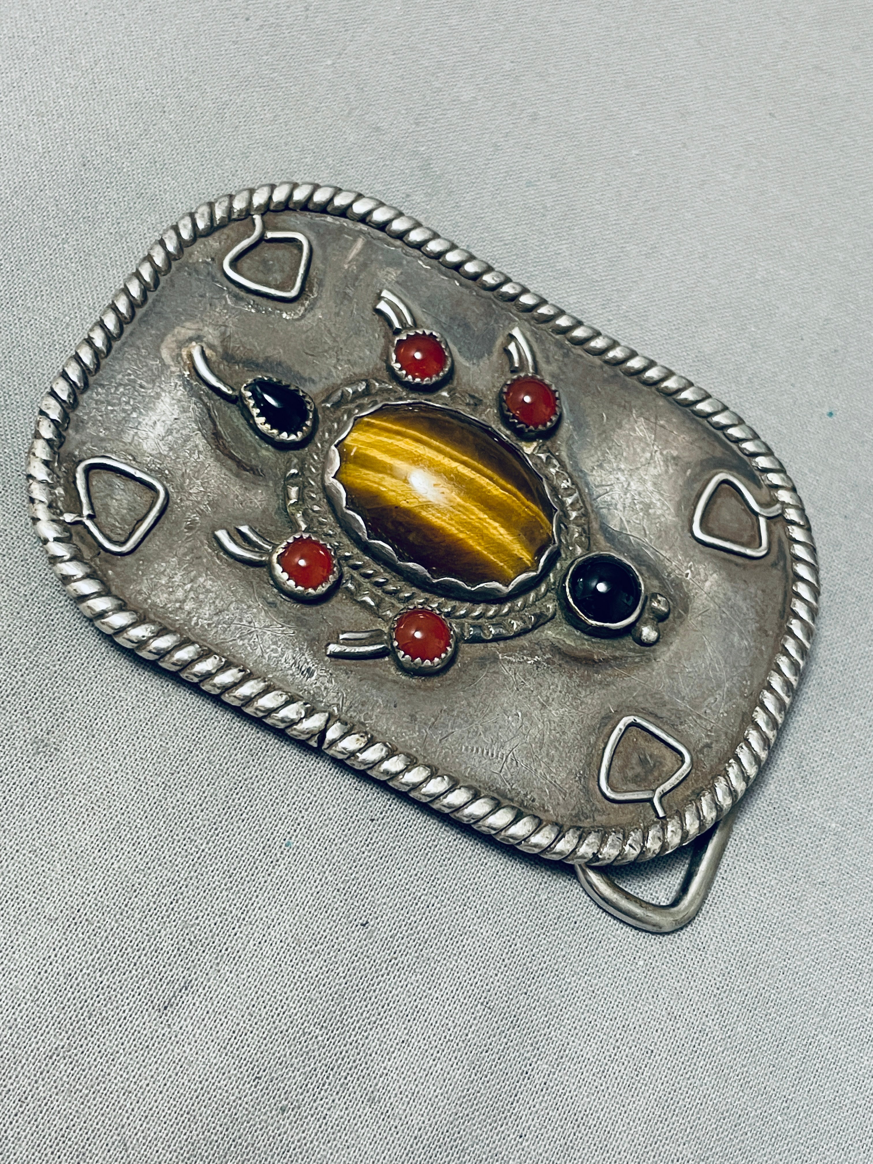 Vintage Navajo Turtle Sterling Silver Buckle - 100 Grams Authentic Native American Jewelry - Perfect for Western Belts, Boho Fashion & Cultural Accessories