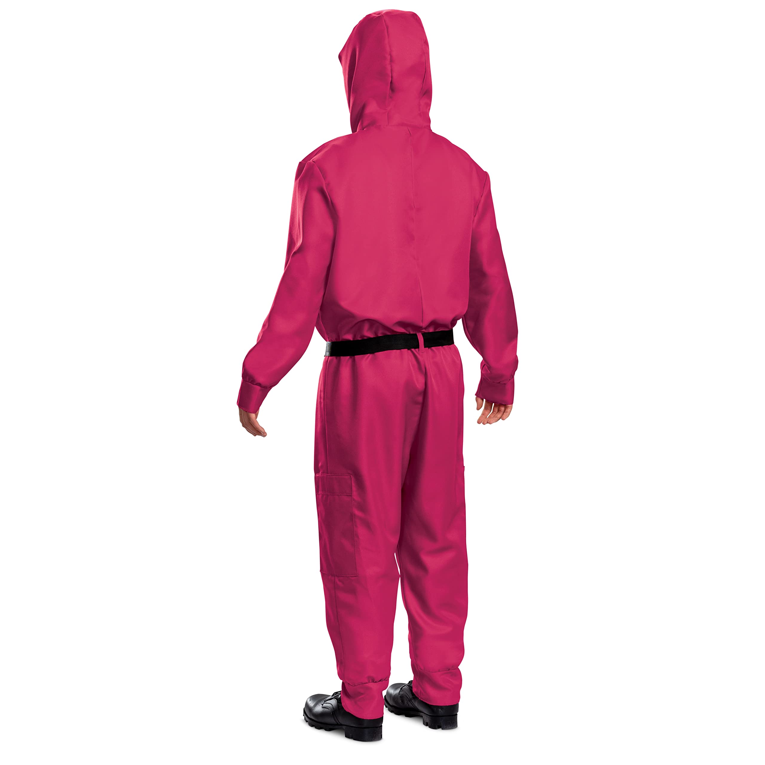 Official Squid Game Guard Costume - Unisex Adult Jumpsuit with Triangle Mask, Perfect for Halloween, Cosplay, and Themed Parties