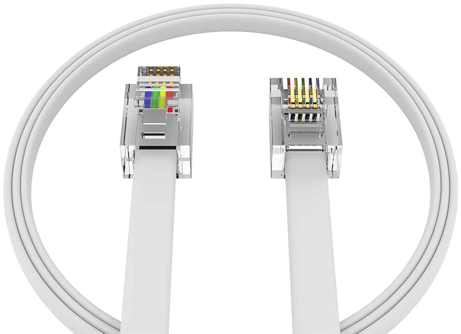 Premium 2-Pack 3ft White RJ11 Phone Cable - 6P4C Male to Male Telephone Cord, USA-Made High-Quality Landline Wire for Home/Office Phones, Fax Machines & Modems - Reliable Connectivity Solution