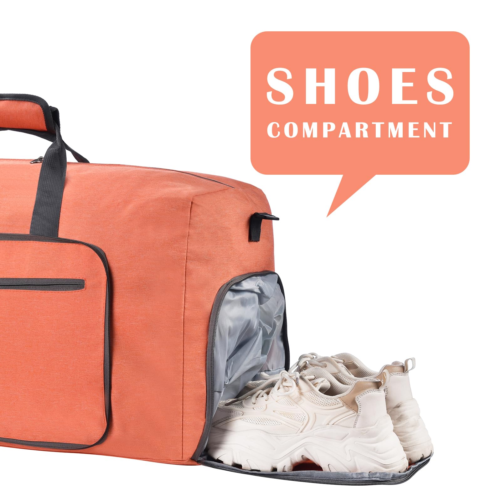 Felipe Varela Duffle Bag with Shoes Compartment & Adjustable Strap - Foldable Waterproof Travel Duffel for Men & Women - Perfect for Gym, Weekend Trips & Air Travel