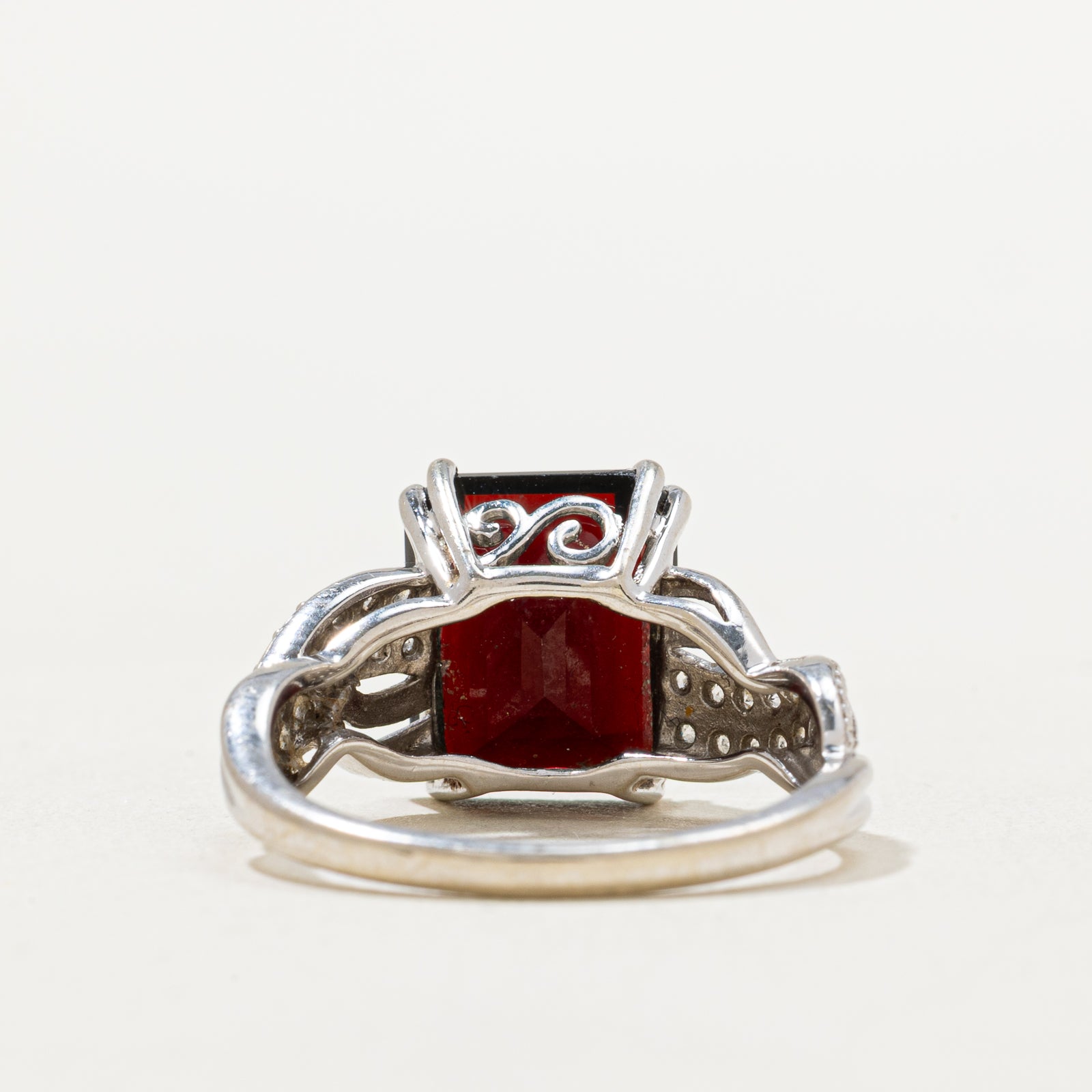 5.50ct Garnet & 0.24ct Synthetic Sapphire Ring - Size 7.25 - Elegant Wedding, Anniversary & Evening Party Jewelry Gift for Women