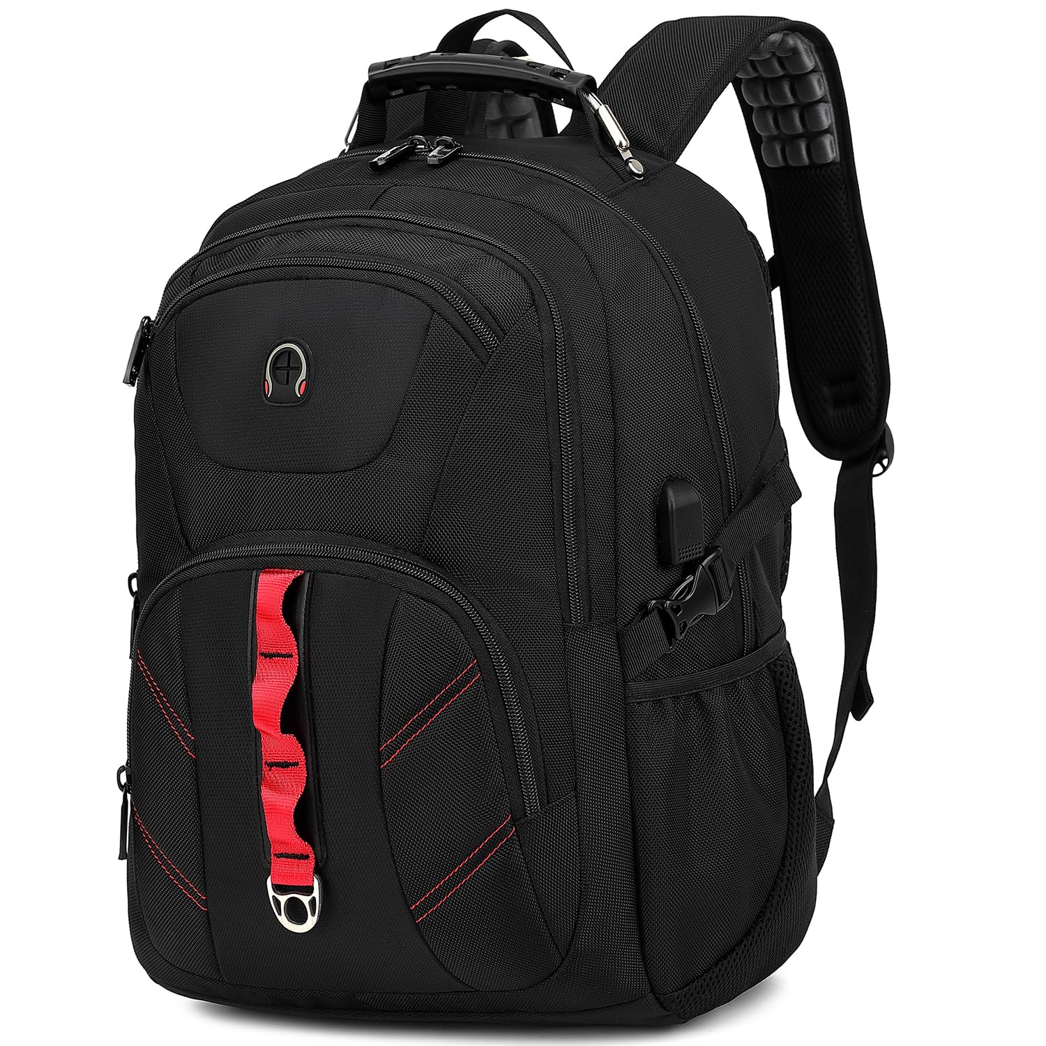 INSAVANT 15.6 Inch Water Resistant Anti-Theft Laptop Backpack with USB Charging Port - Durable College Travel Daypack for Men & Women - Perfect for Work, School, Commuting & Business Trips (15.6 Inch, 703 Black)