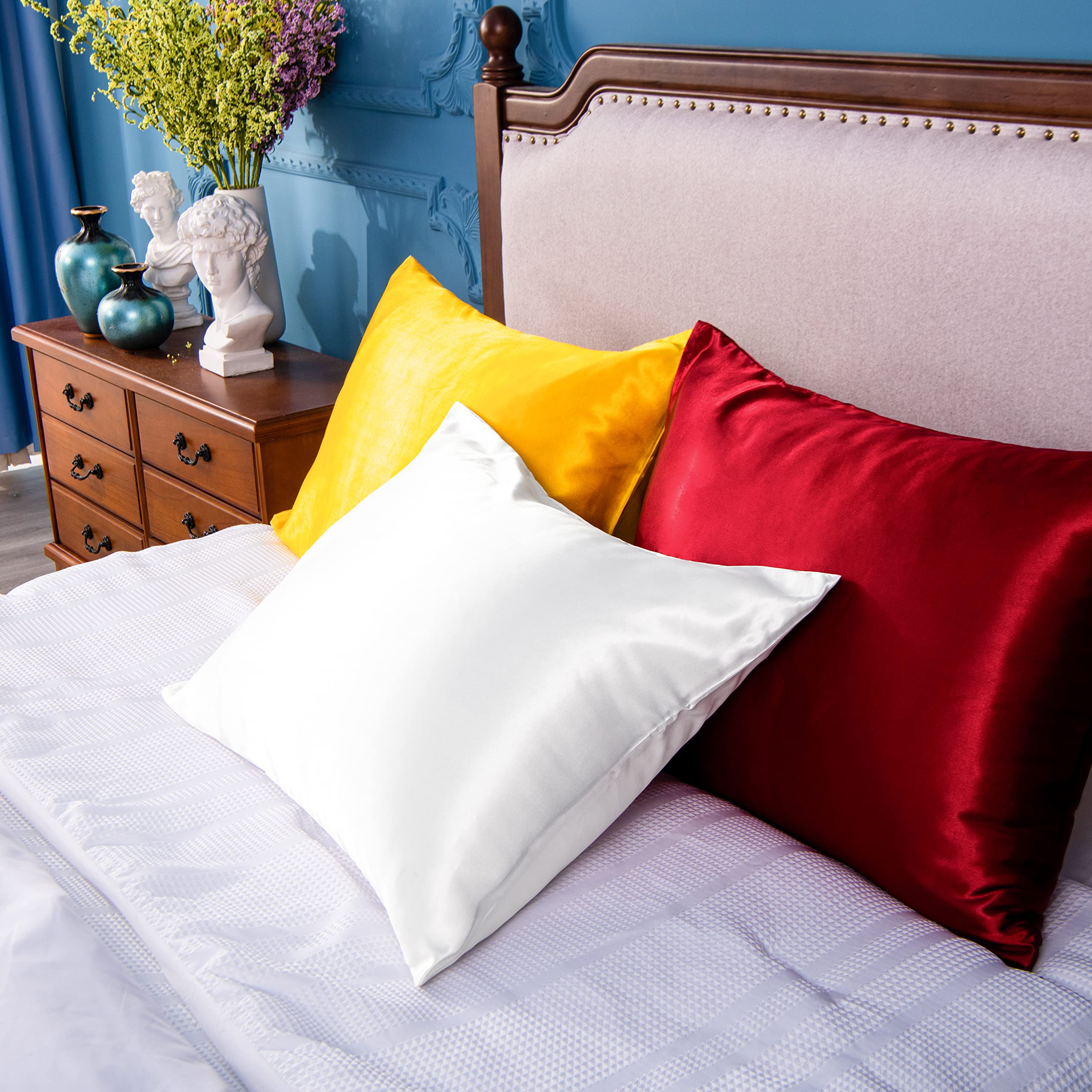 NTBAY 12 Pack Satin King Pillowcases - 20x36 Inch Luxurious Silky Pillow Covers for Hair & Skin Care, Envelope Closure, White - Perfect for Beauty Sleep, Bedroom Decor & Hotel Style Comfort