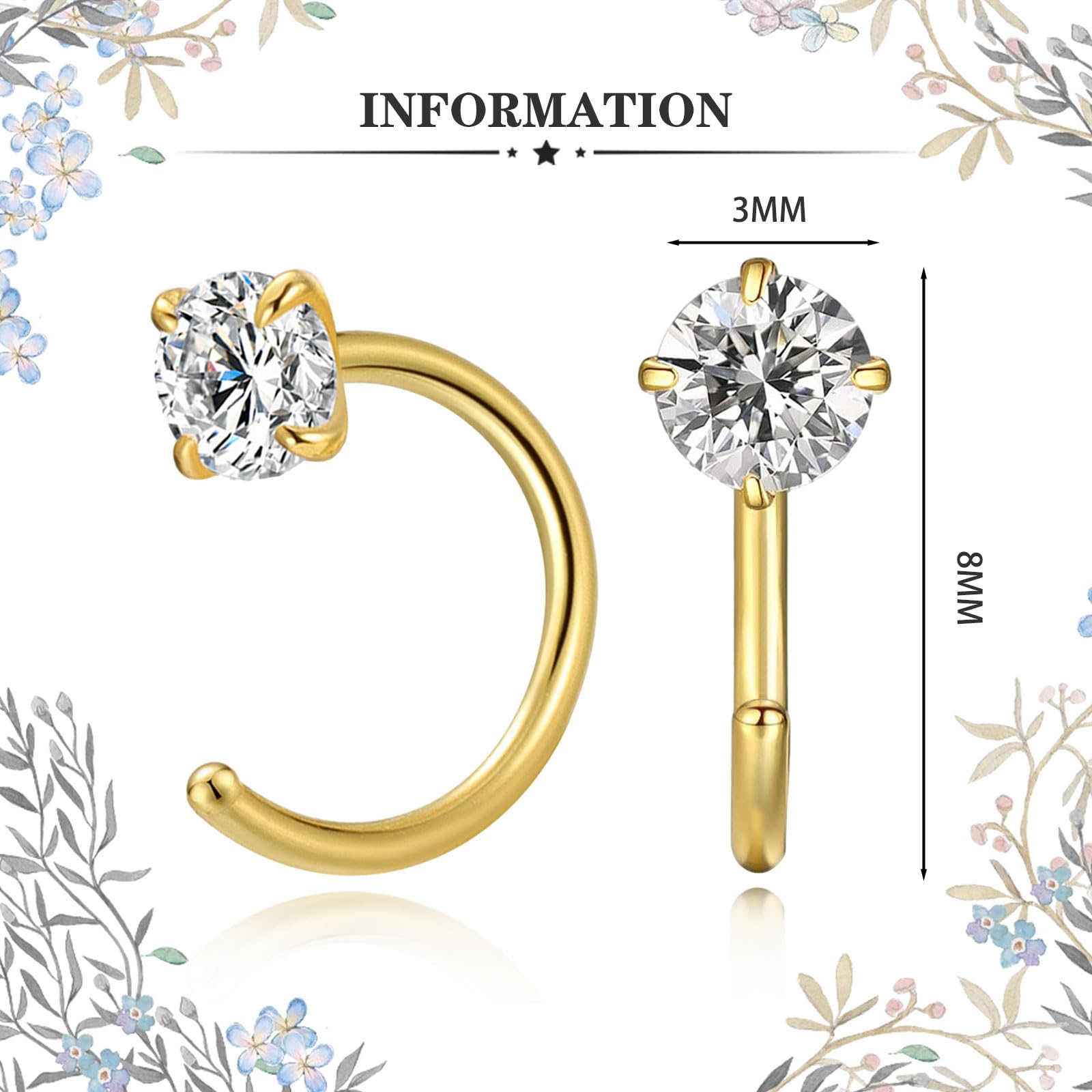 14K Gold Small Hoop Earrings for Women - Tiny Cubic Zirconia Huggie Half Hoop Earrings | Hypoallergenic Trendy Jewelry | Perfect for Christmas, Birthday, Wedding & Everyday Wear (White)