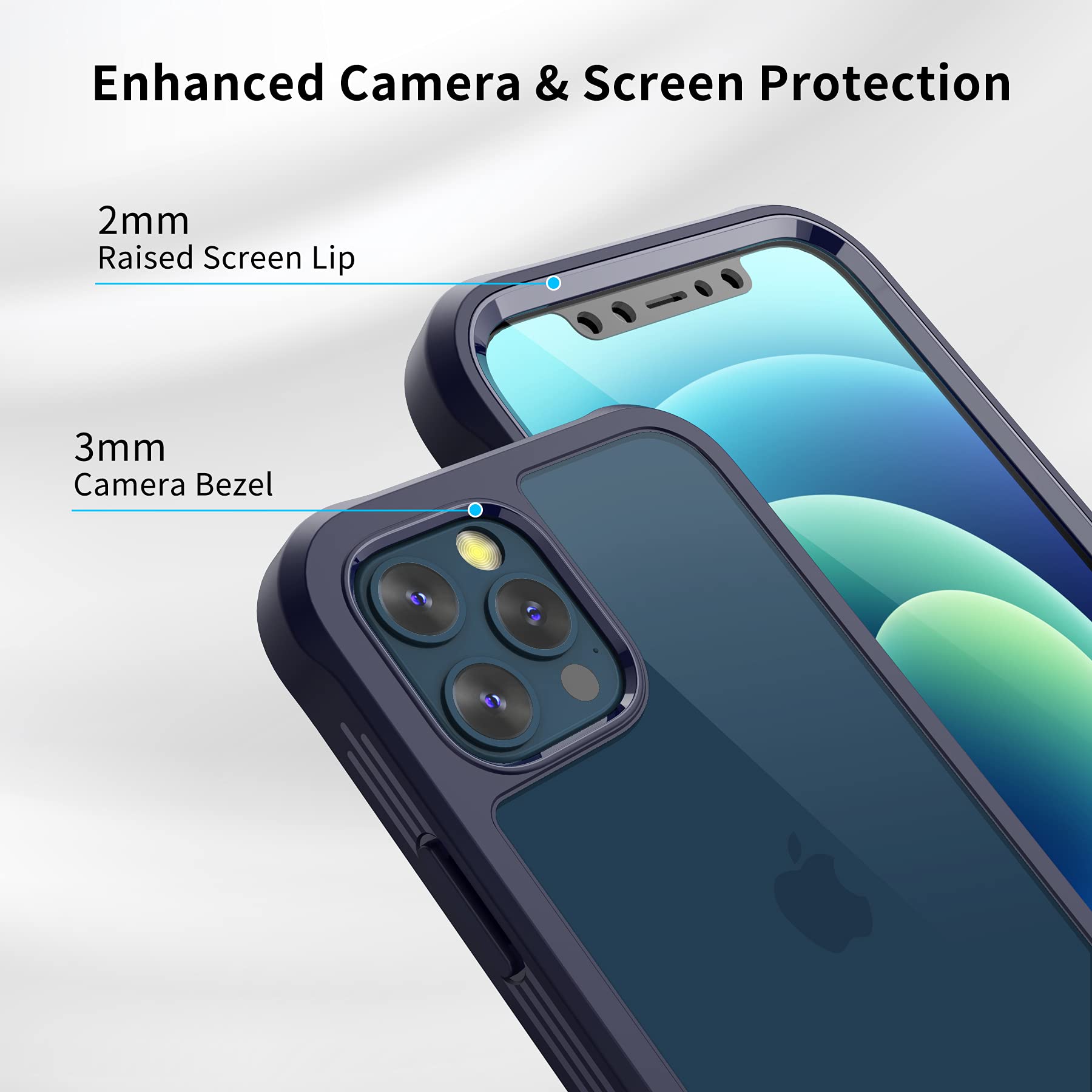 ExoGuard iPhone 12 Case with Tempered Glass Screen Protector | Shockproof Dual Layer Full Body Protection | Clear Back Cover for iPhone 12 & iPhone 12 Pro (Blue) | Perfect for Outdoor Activities, Travel & Daily Use