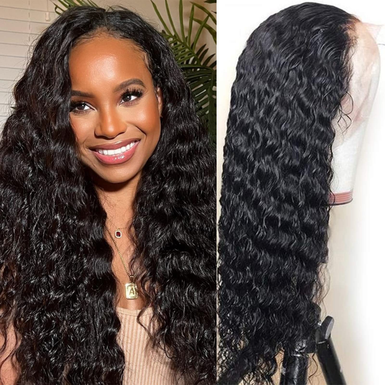 Siyun Show 22 Inch Deep Wave Lace Front Wigs Human Hair - 13x4 HD Lace Frontal Brazilian Virgin Hair Wig with 150% Density & Pre-Plucked Baby Hair | Perfect for Daily Wear, Cosplay, and Special Occasions
