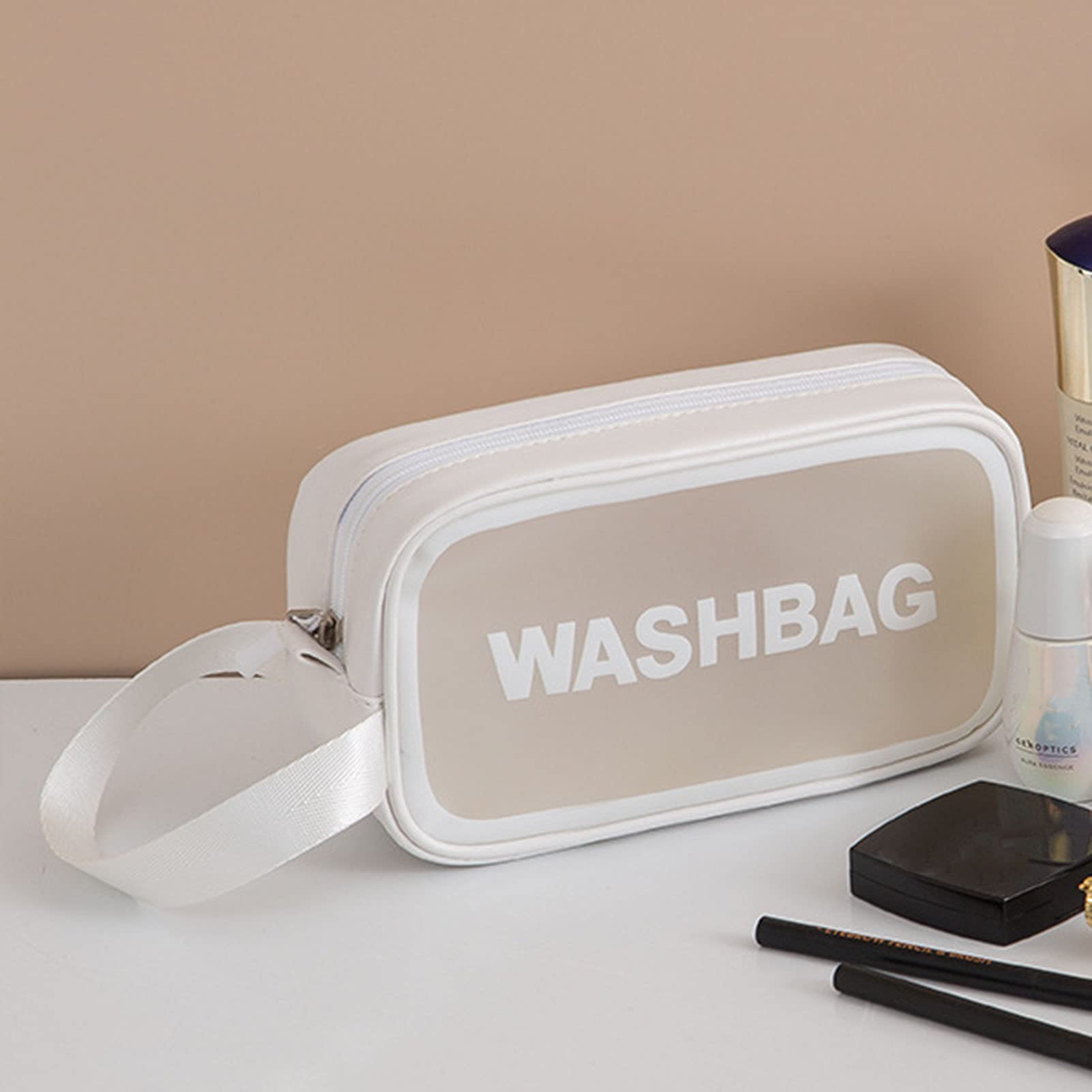 Waterproof PVC Travel Toiletry Bag - Large Capacity Cosmetic Organizer for Makeup, Toiletries & Bathroom Essentials | Stain-Resistant, Durable Sakura Pink Makeup Pouch | Perfect for Vacation, Gym, Business Trips & Daily Use