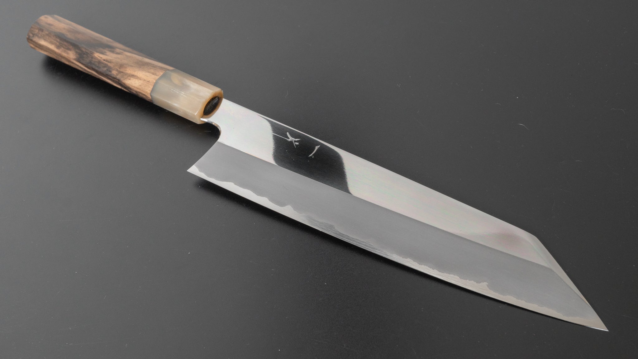 Hitohira Togashi White #1 Stainless Clad Kiritsuke Gyuto 240mm Japanese Chef Knife - Kurokaki Persimmon Handle, Mirror Polished - Perfect for Sushi, Sashimi & Precision Cutting