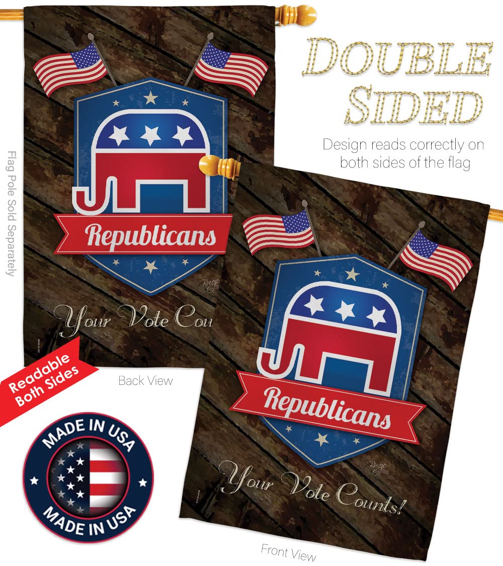 Patriotic Vertical House Flag Set - 28x40in w/Flagpole - Perfect for Home & Garden Decor