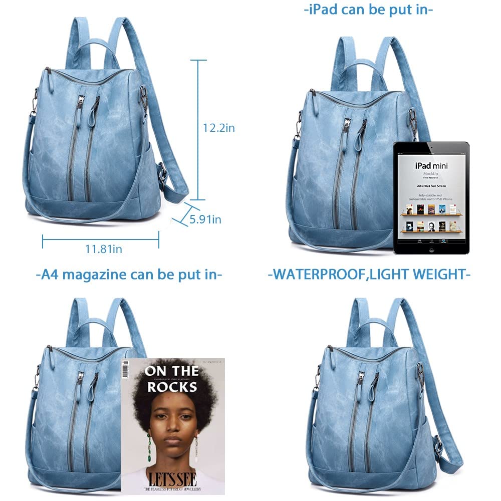 Stylish Women's Leather Backpack Purse - Small Waterproof Anti-Theft Shoulder Bag & Handbag for Travel, Work & Daily Use
