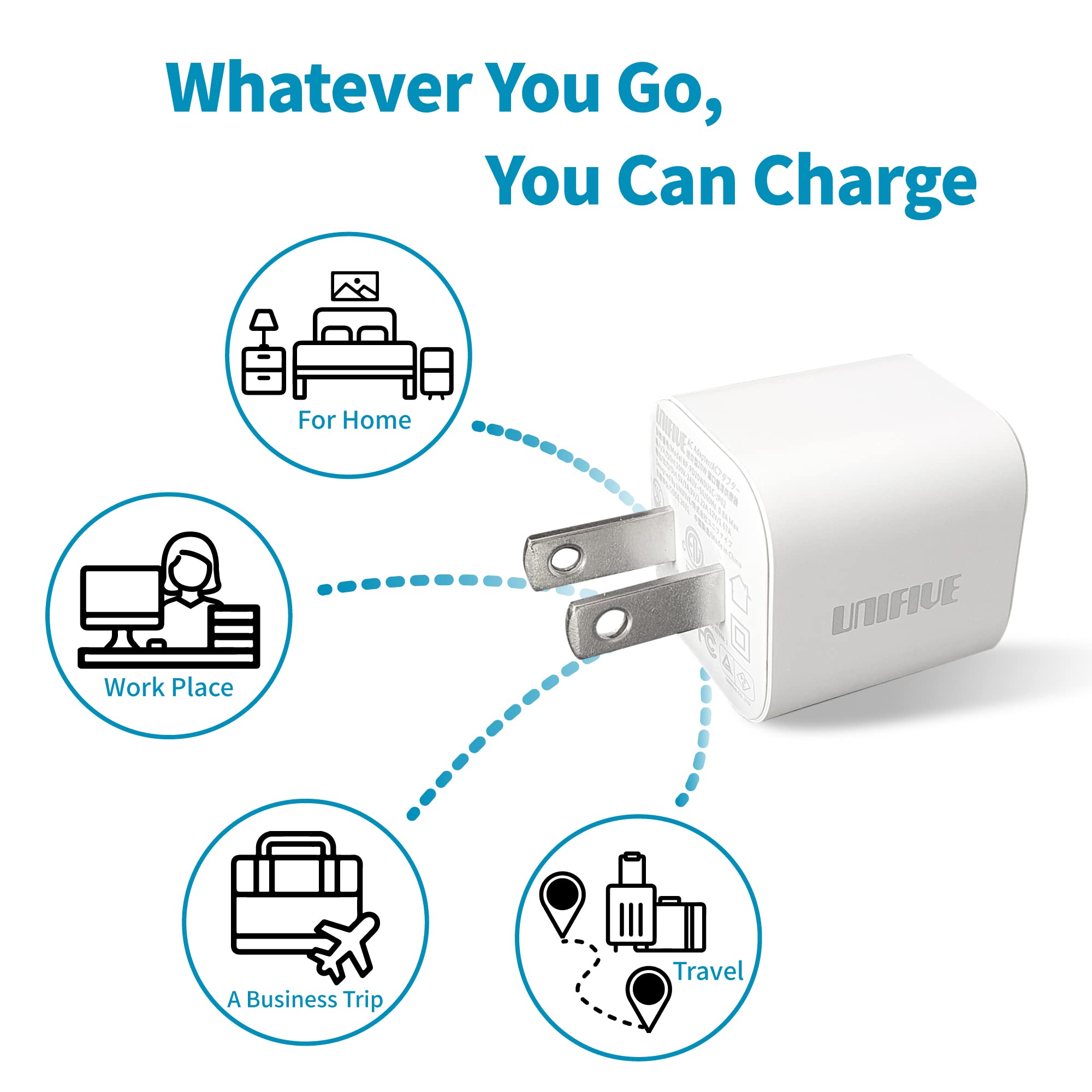 20W PD USB C Fast Charger - Wall Charger with Power Delivery for iPhone 12/13/14/15 Pro Max/X/XS, iPad Pro, AirPods Pro & Most Phones | Quick Charge at Home, Office & Travel