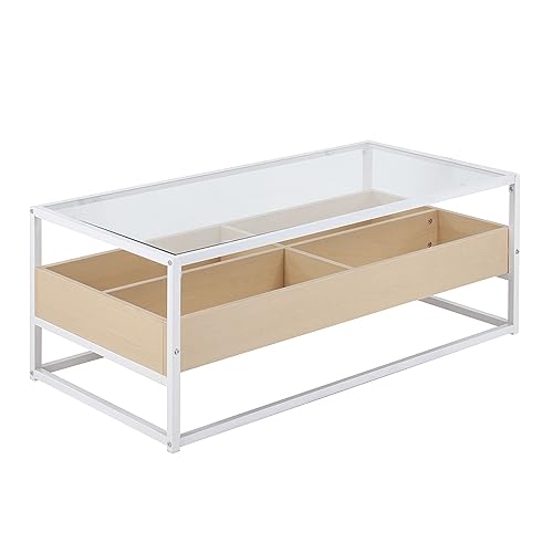 White Steel, Natural Wood, Clear Glass