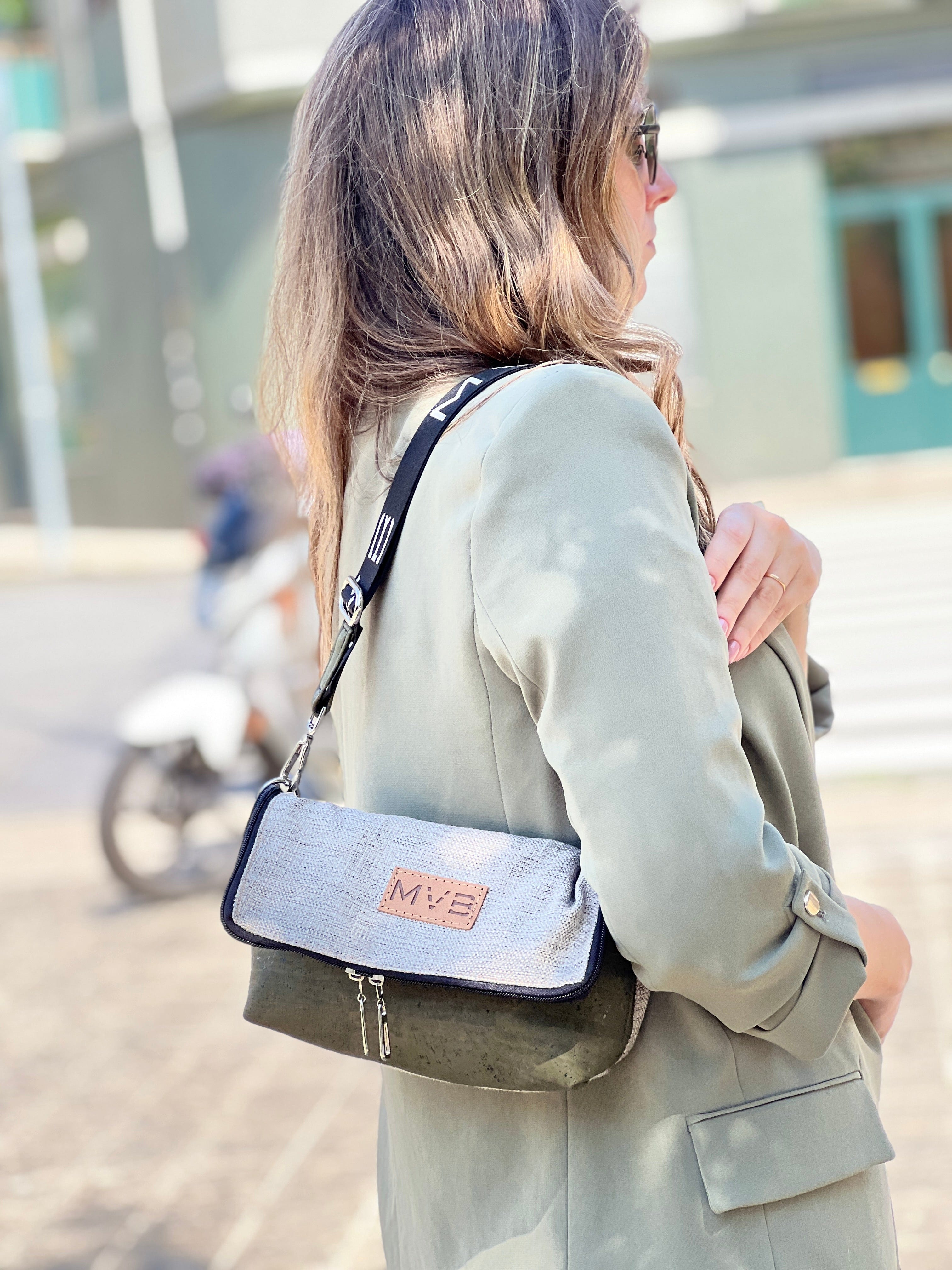Vegan Crossbody Bag for Women - Summer Canvas & Cork Flop Bag | Soft Earth Tone | Perfect for Beach, Travel & Everyday Use