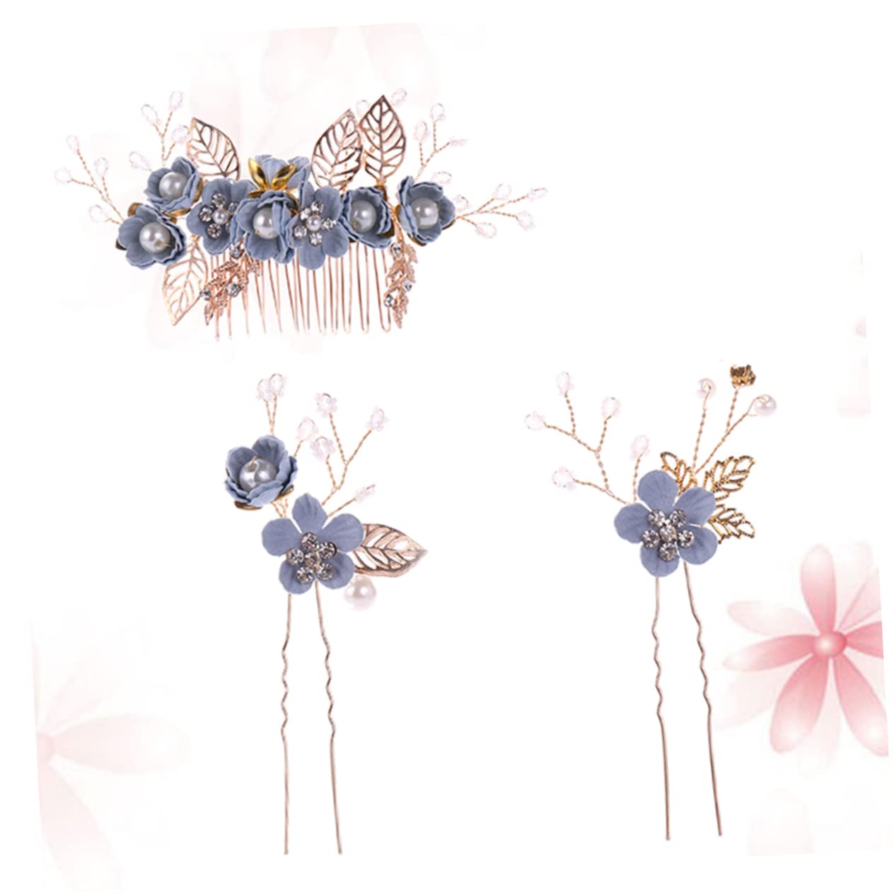 FOMIYES Floral Hair Comb Set for Girls - 3pcs Alloy Hair Pins, Bridal Headband & School Hair Accessories - Perfect for Weddings, Prom, Parties & Everyday Wear