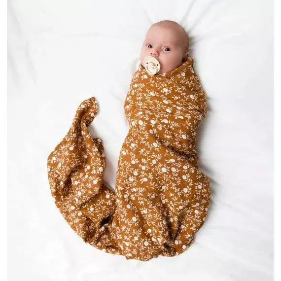 Premium Organic Muslin Swaddle Blankets (Pack of 2) - Soft Caramel Color for Baby Wrapping, Nursing Cover & Stroller Blanket