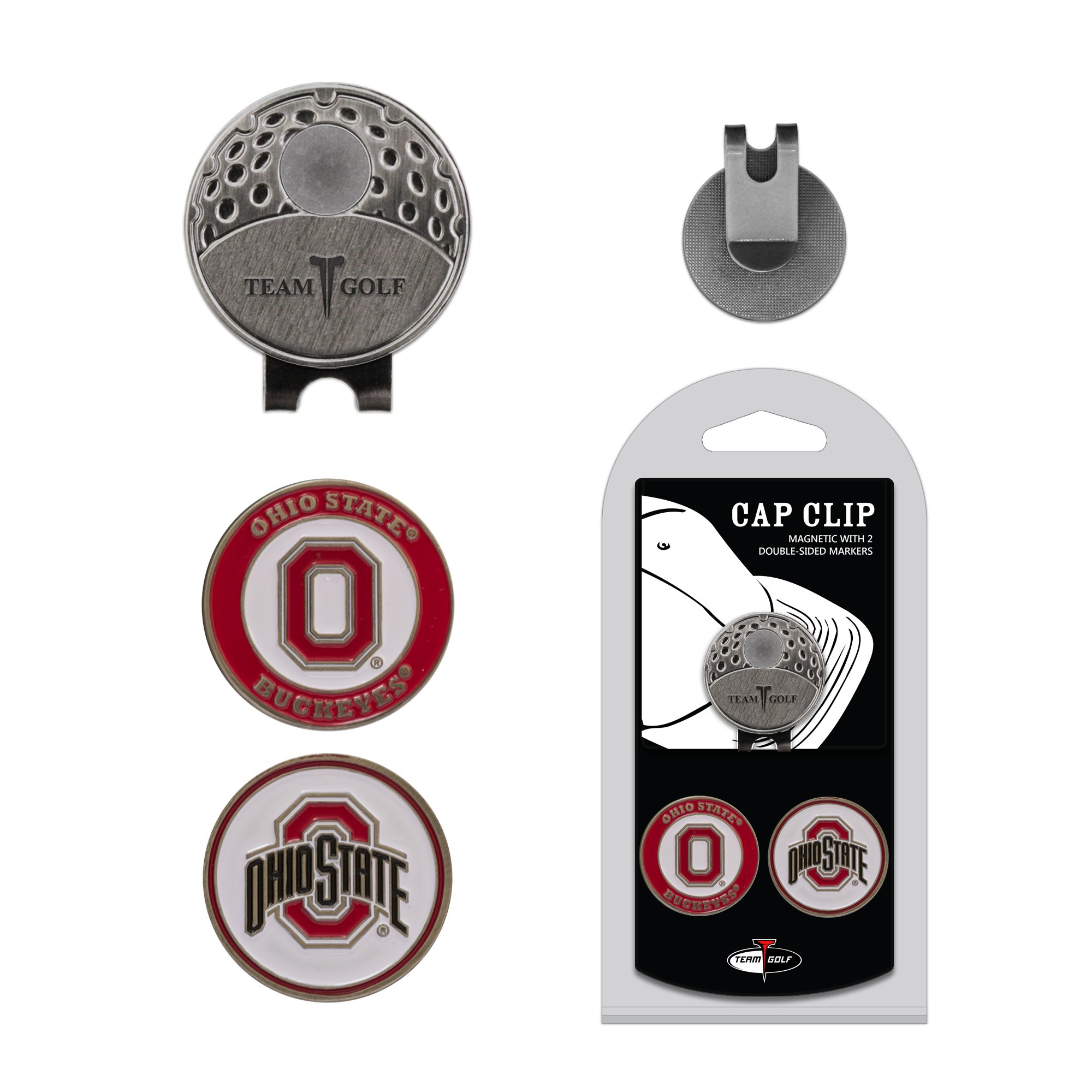 NCAA Golf Cap Clip with 2 Removable Magnetic Ball Markers - Double-Sided Enamel Hat Accessory for Golfers | Perfect for Golf Tournaments, Practice & Fan Support