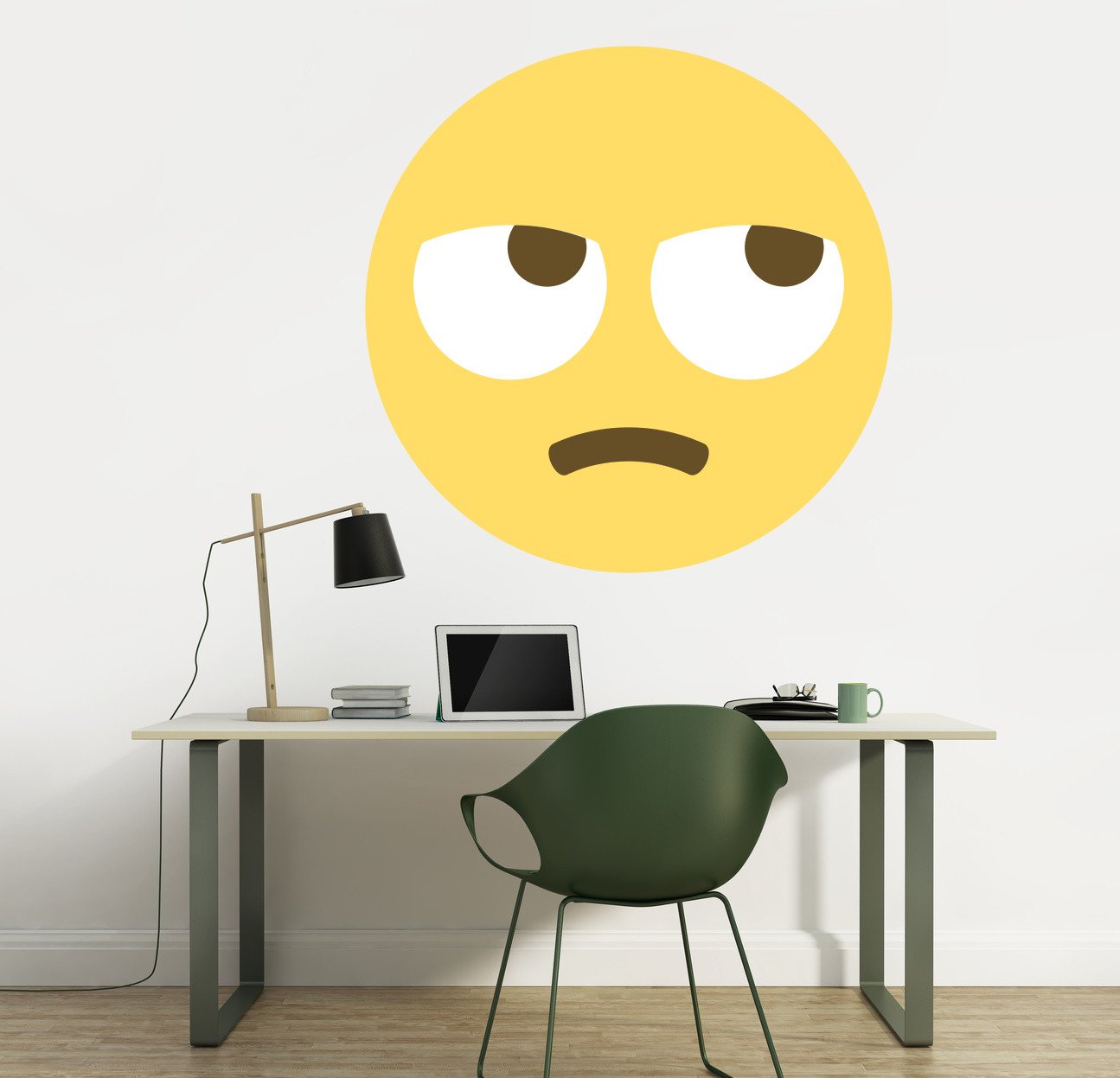 Emoji One Peel & Stick Wall Decal - Face with Rolling Eyes (48x48 inches) - Fun Room Decor for Kids Bedroom, Teen Dorm & Office