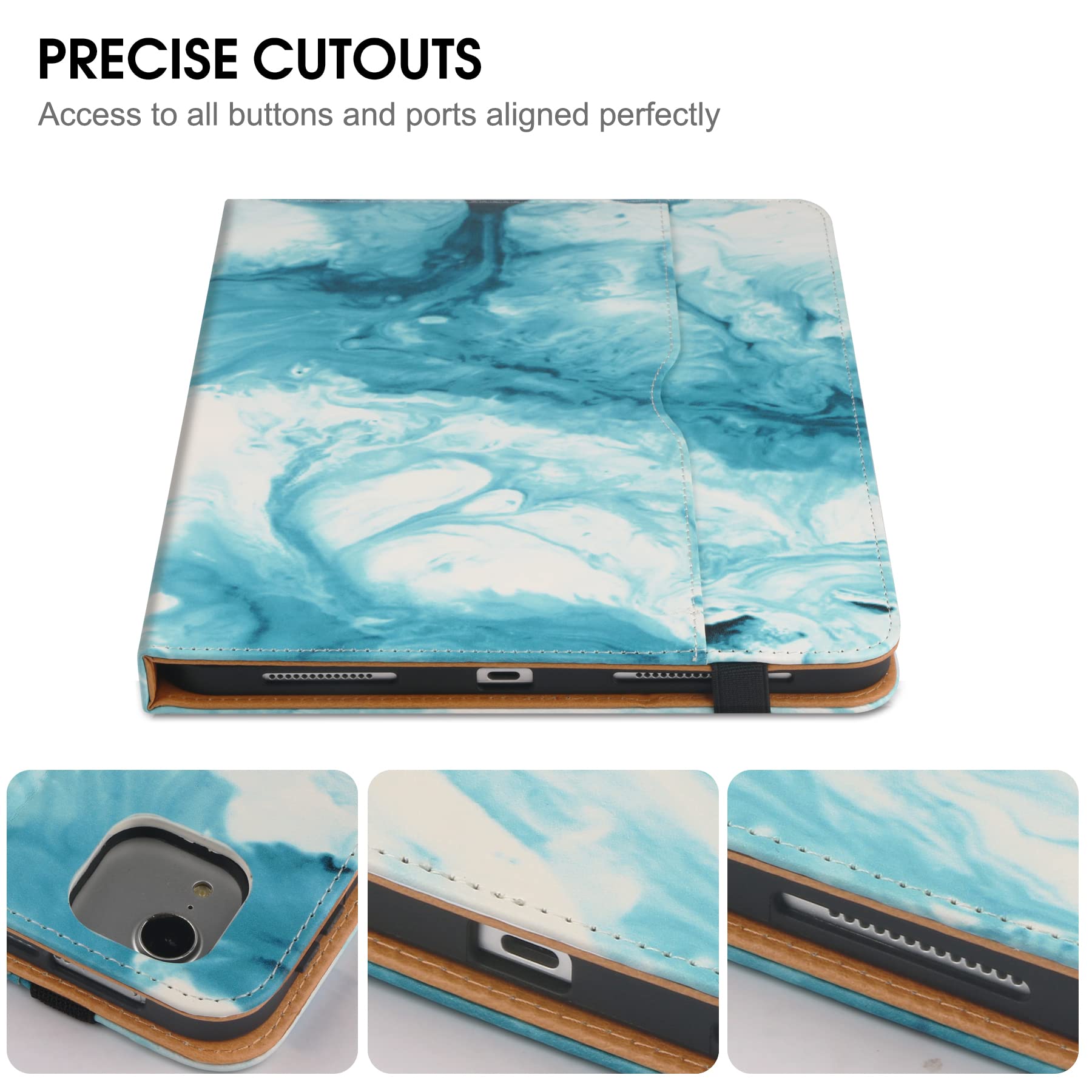 Premium iPad Pro 11 Inch Case (2022/2021/2020/2018) - Compatible with 4th/3rd/2nd/1st Gen iPad Pro 11 - Folio Stand Cover with Pencil Holder, Auto Sleep/Wake & Multi-Angle Viewing - Green Cloud Design - Perfect for Work, Study & Travel Protection