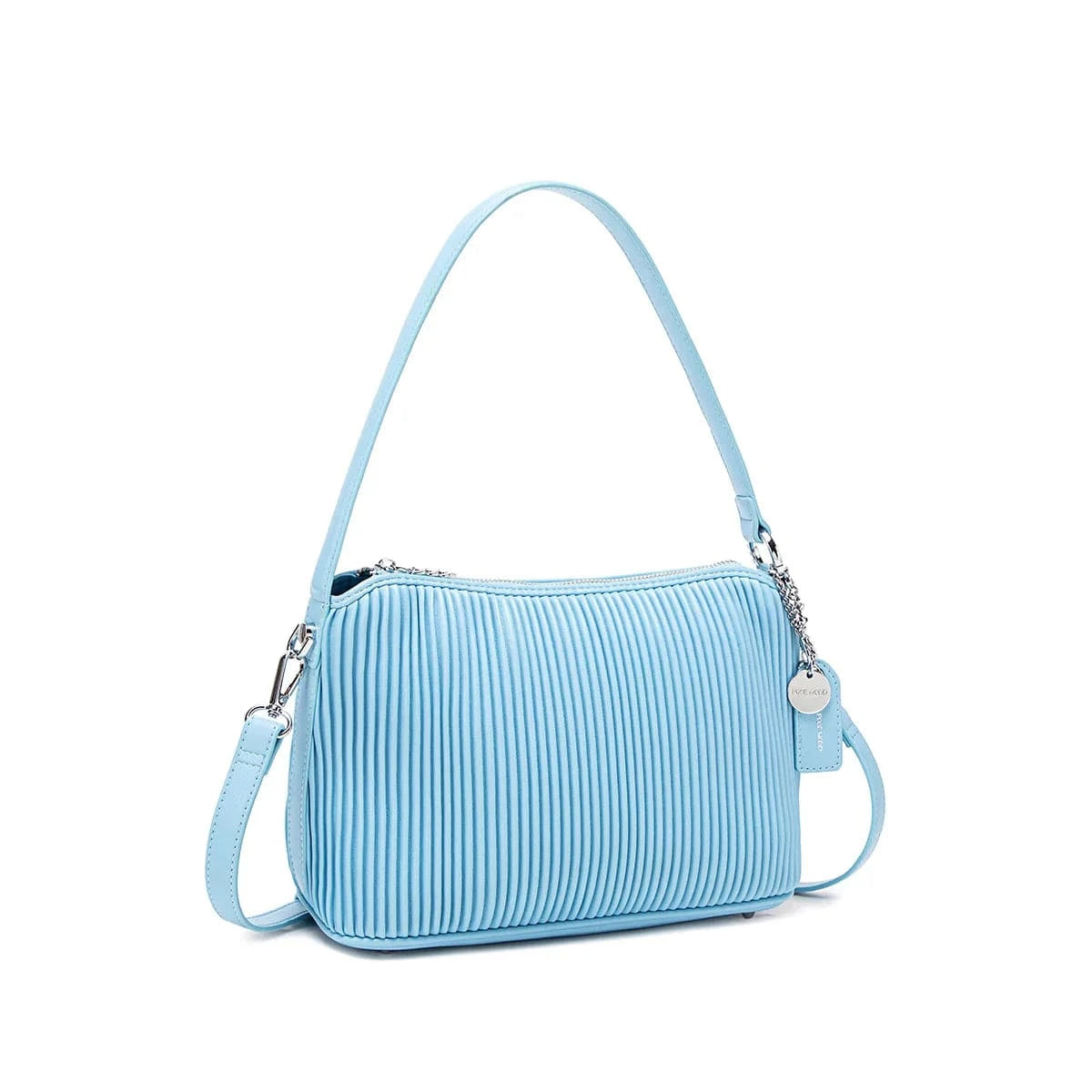 Ella Vegan Leather Crossbody Bag for Women | Light Blue Pleated Handbag | Perfect for Work, Travel & Everyday Use