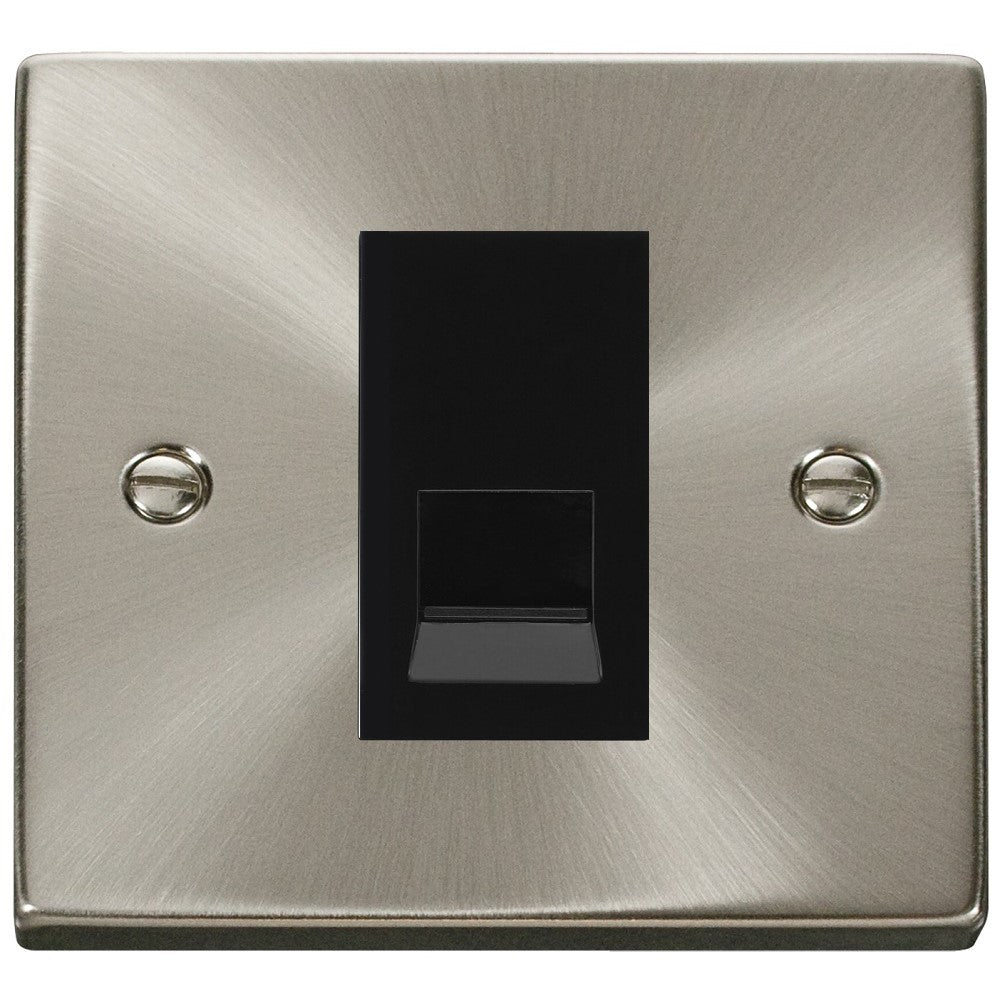 Click Deco Satin Chrome Slave Telephone Socket VPSC125MBK - Vintage Style Phone Jack for Home Office & Retro Decor - Perfect for Landline Phones, Fax Machines & Antique Telephone Installations