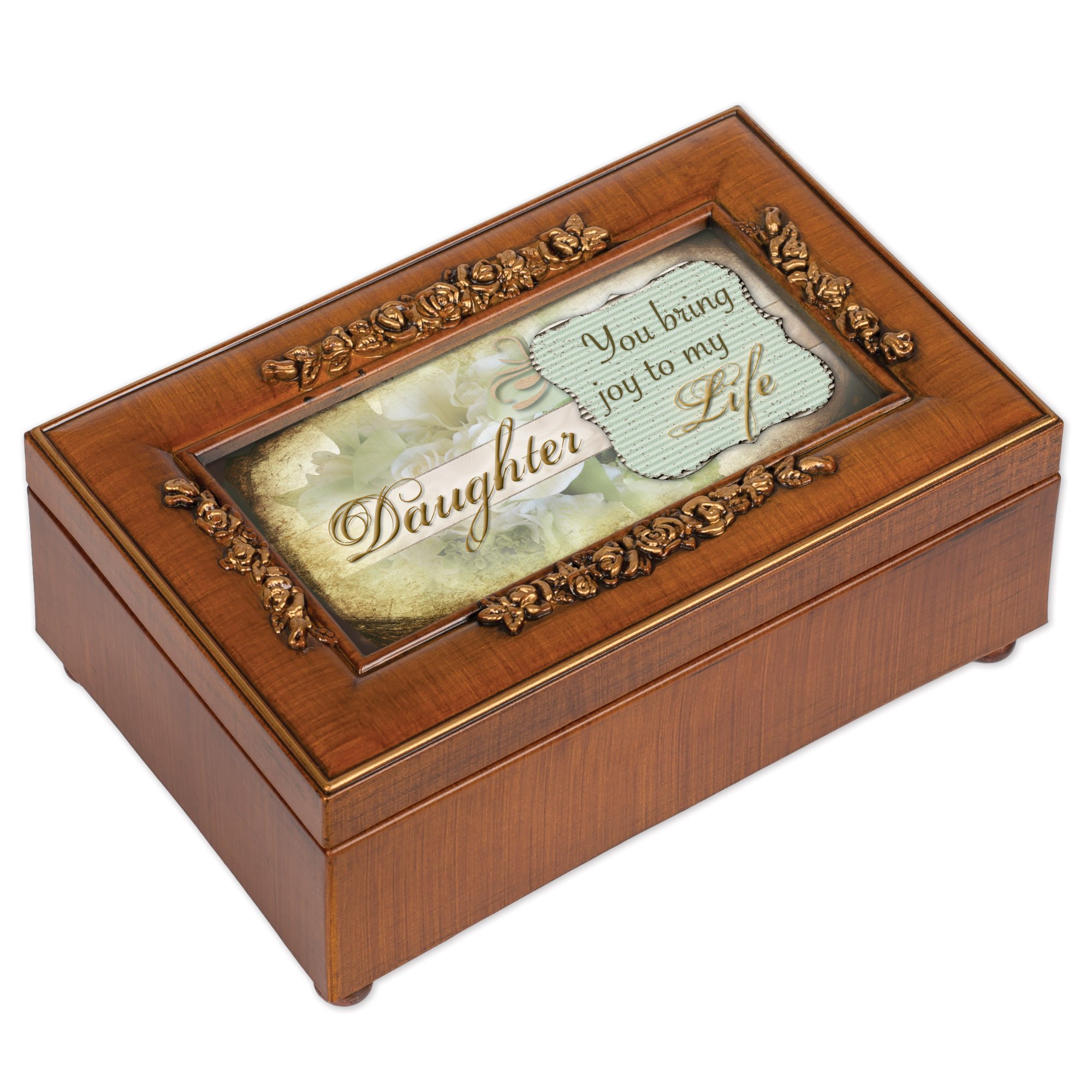 Wooden Rose Music Jewelry Box - Petite Cottage Garden Design Plays 'You Light Up My Life' Song | Perfect Gift for Daughter, Birthday, Anniversary & Home Décor