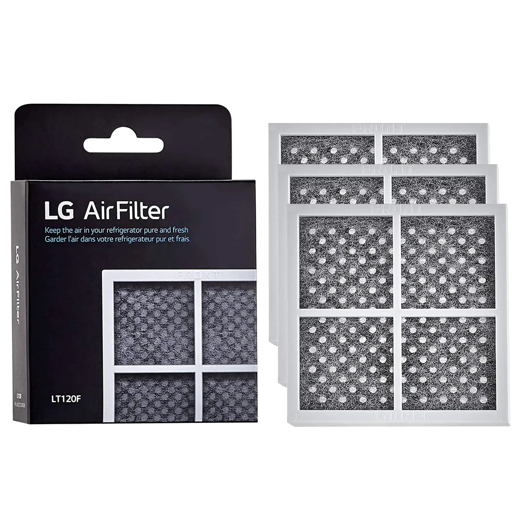 LG LT120F Refrigerator Air Filter 3-Pack - Compatible with LG Refrigerators, Fresh Air Replacement Filter for Cleaner, Odor-Free Kitchen & Home Use