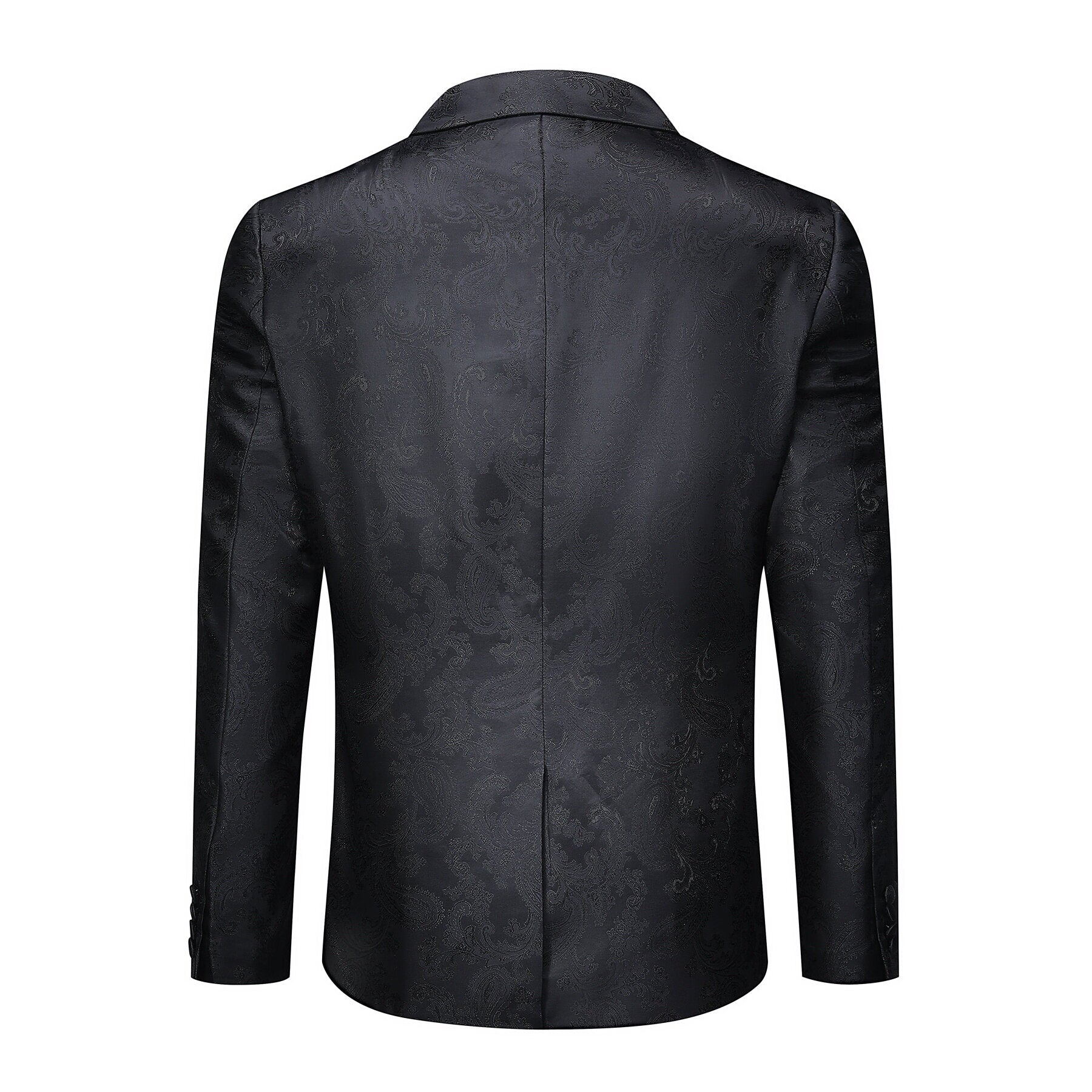 2 Piece Slim Fit Paisley Print Men's Suit Set - Black Formal Wear for Weddings, Parties & Business Events