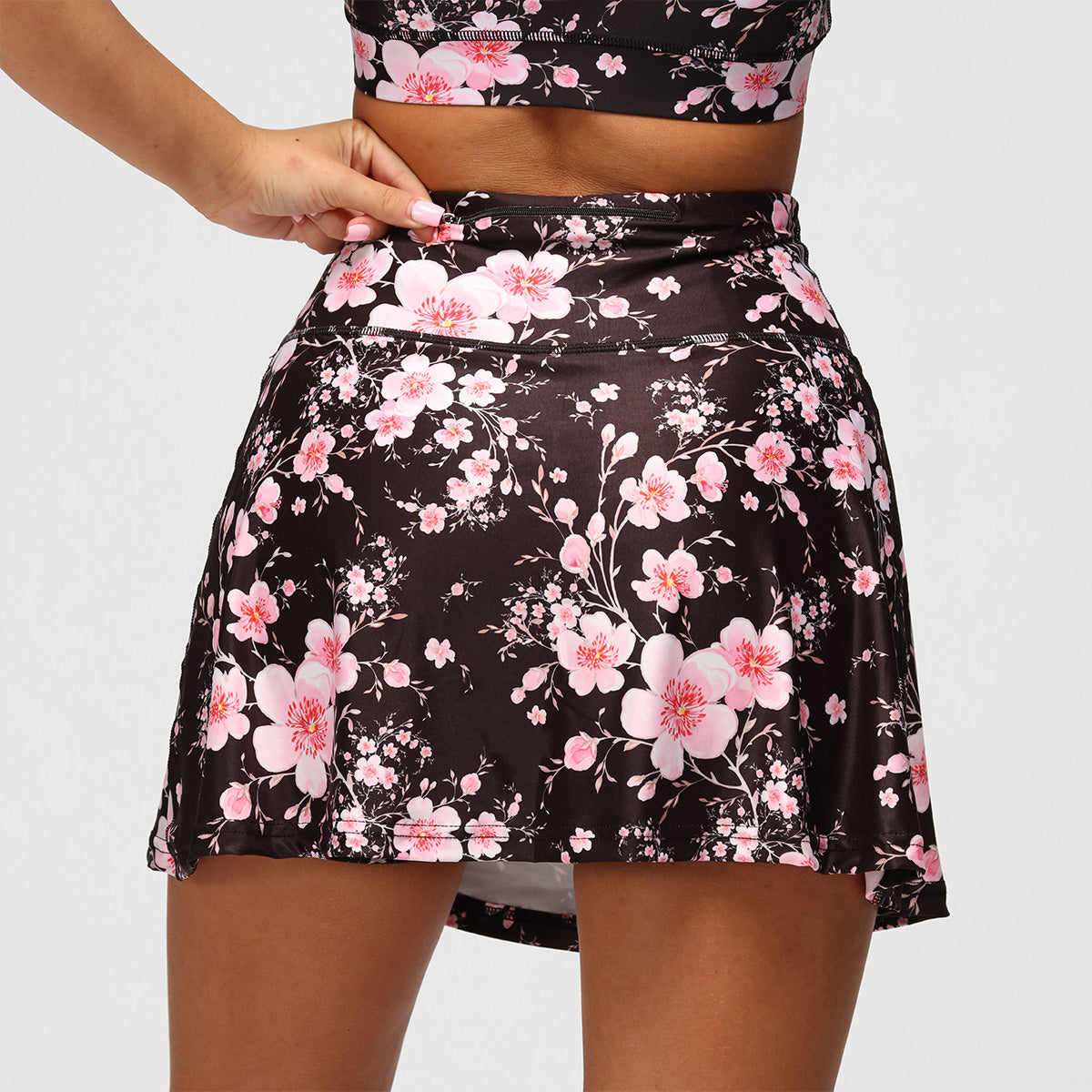 Blossom Noir Skort - Women's Floral Print Tennis Skirt with Shorts for Golf, Running & Workout | Comfortable & Stylish Activewear