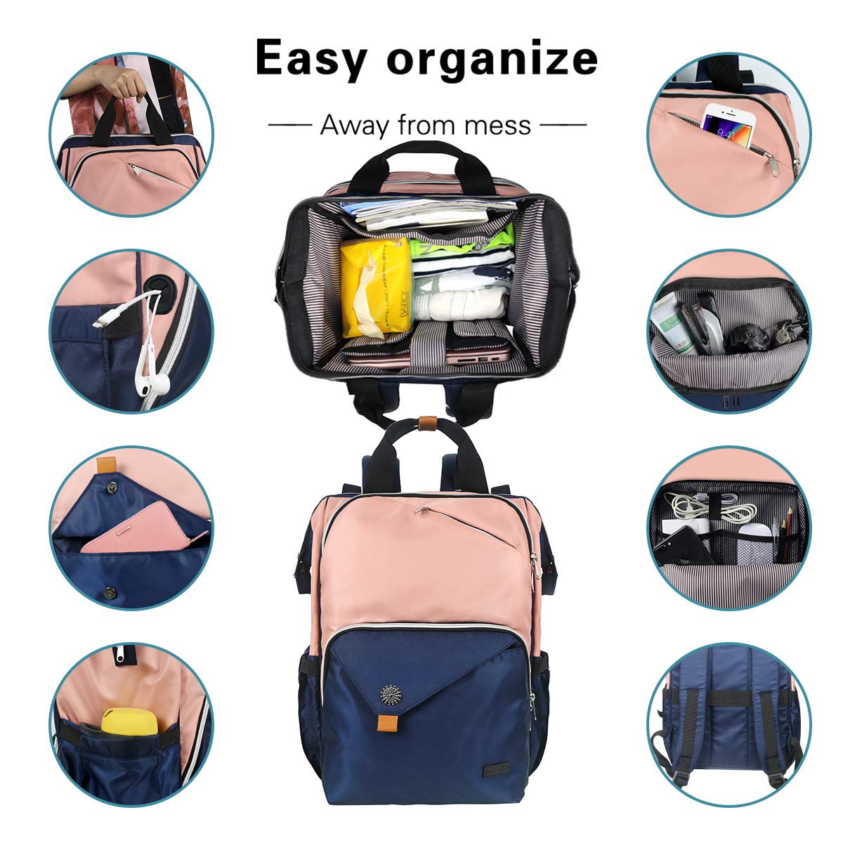 Hap Tim Pink Laptop Backpack for Women - Stylish Travel & Work Backpack with USB Charging Port (7651-BP) - Perfect for Business Trips, College & Daily Commute
