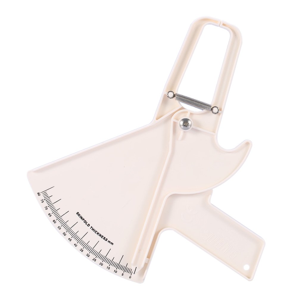 2 Colors Body Fat Caliper Tool 0-80mm - Accurate Skinfold Measurement for Weight Loss & Fitness Tracking - Body Composition Analyzer for Men & Women - Home Gym & Health Monitoring Essential (White)