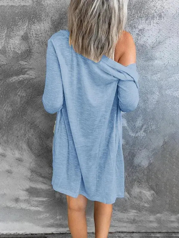 Women's Long Button Cardigan Sweater - Cozy Knit Open Front Wrap for Fall & Winter - Perfect for Office, Casual Outfits and Layering