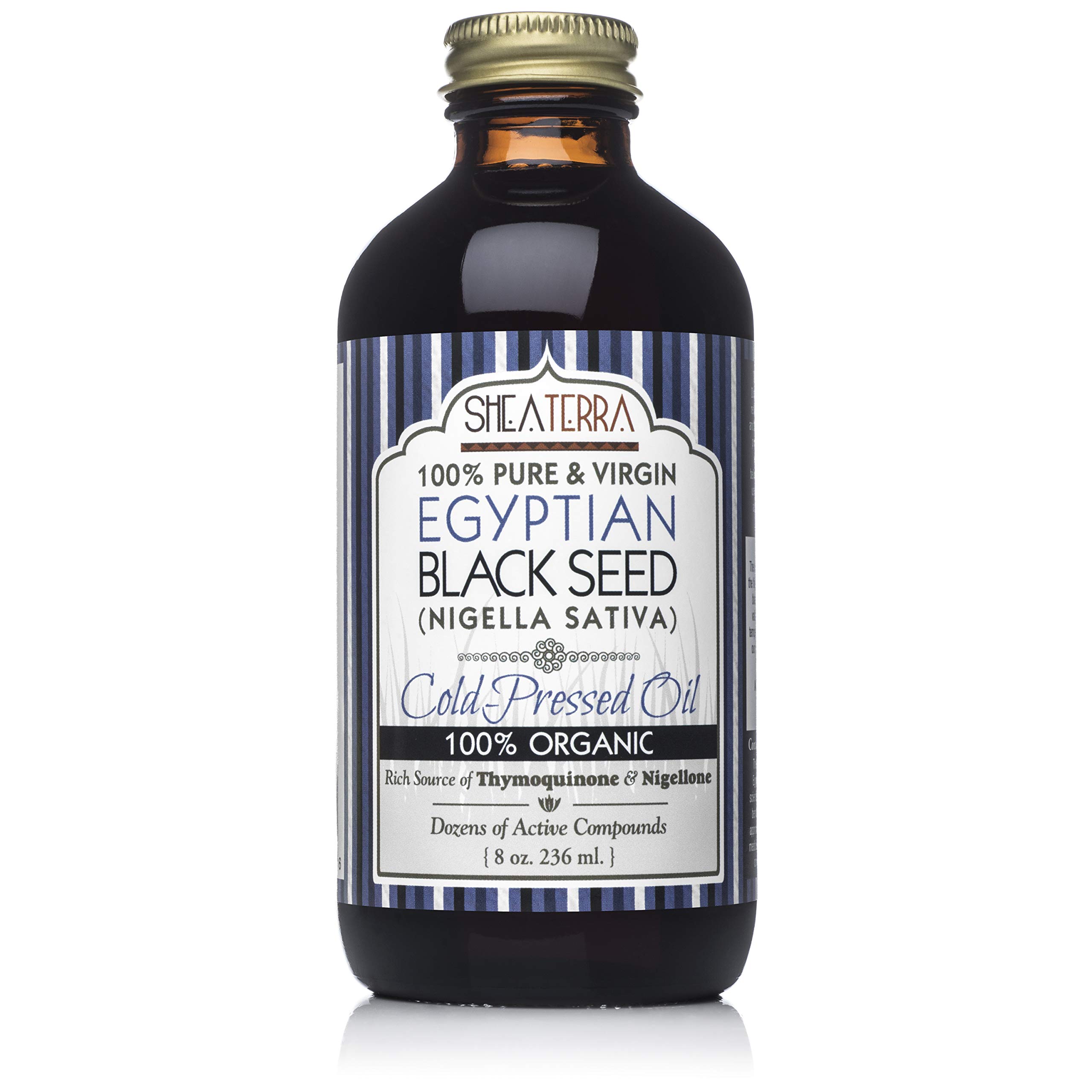 Shea Terra Egyptian Black Seed Cold Pressed Extra Virgin Oil - 100% Pure, Organic, All-Natural Immune Booster for Hair Growth, Skin Tone & Dry Skin Care - 8 oz | Perfect for Daily Skincare, Hair Treatment & Aromatherapy