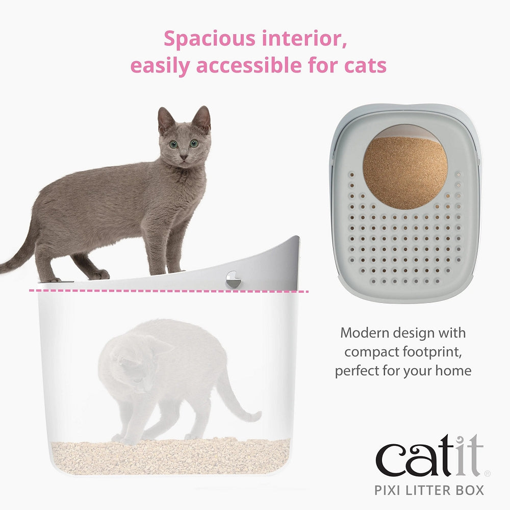 Catit Pixi Cat Litter Box - Self-Cleaning & Odor Control for Indoor Cats - Perfect for Small Spaces & Multi-Cat Homes