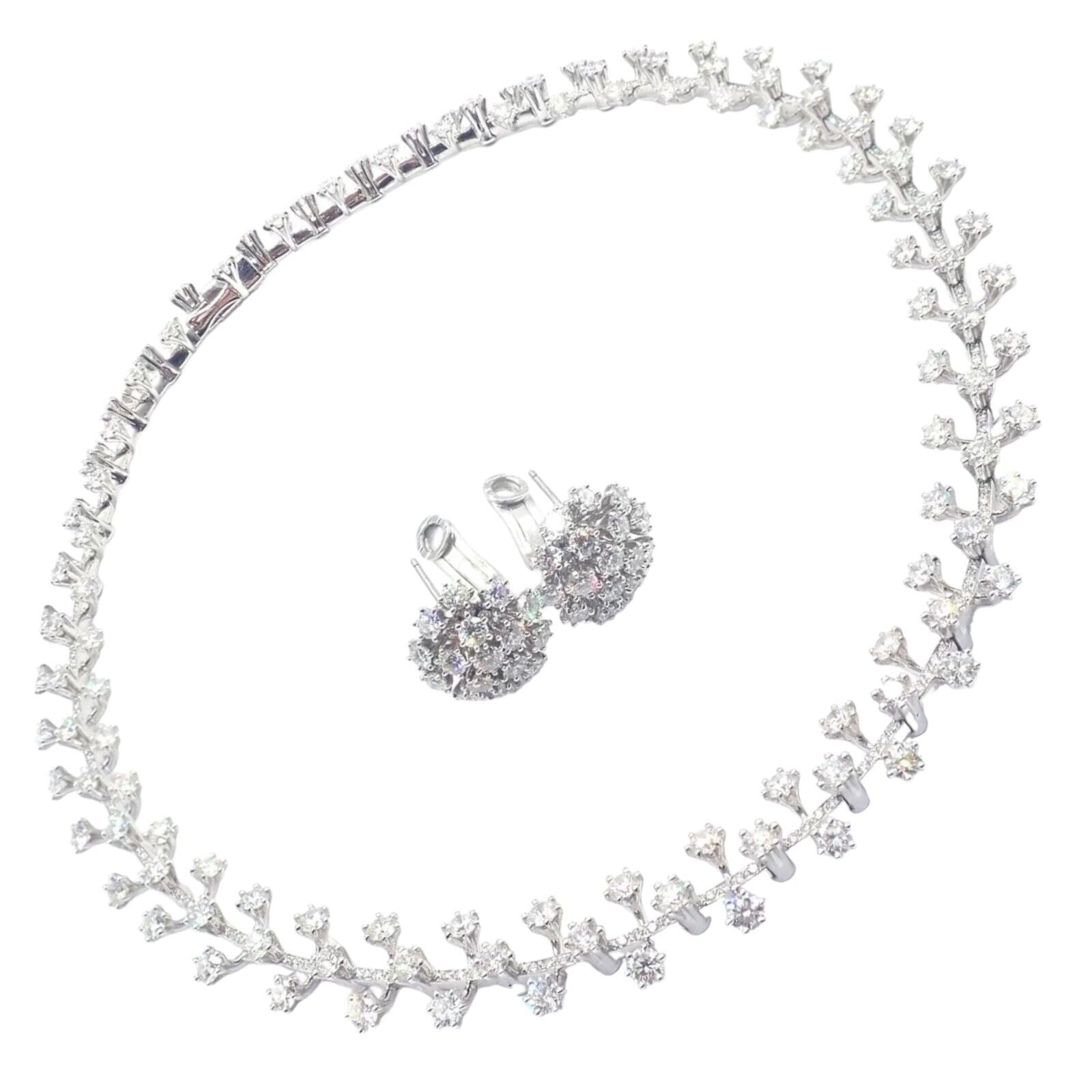 Authentic Tiffany & Co. Platinum Diamond Necklace & Earrings Set - Luxury Jewelry for Women, Perfect for Weddings, Anniversaries & Special Occasions