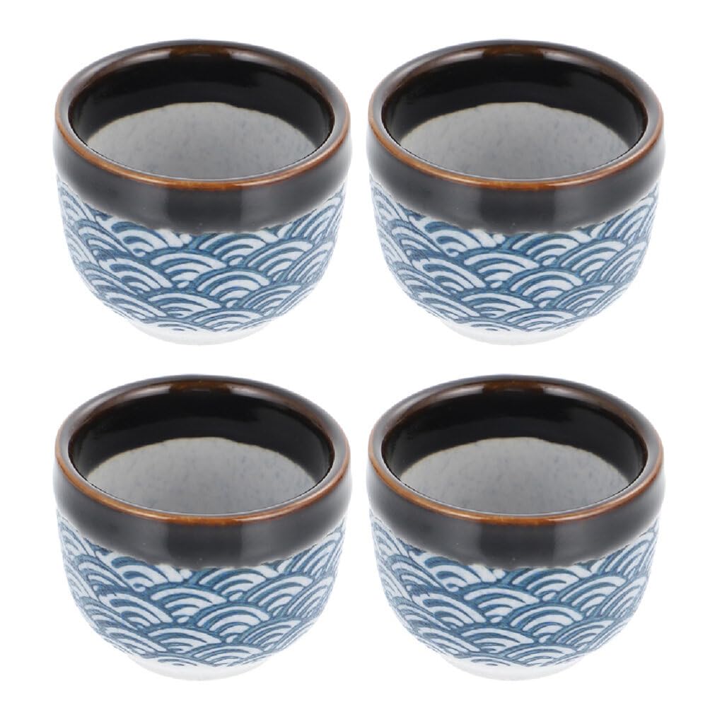 Yardwe 4-Piece Japanese Style Ceramic Tea & Sake Cup Set - Traditional Asian Tea Cups, Sake Mugs, and Coffee Cups for Home, Restaurant, and Gift Use