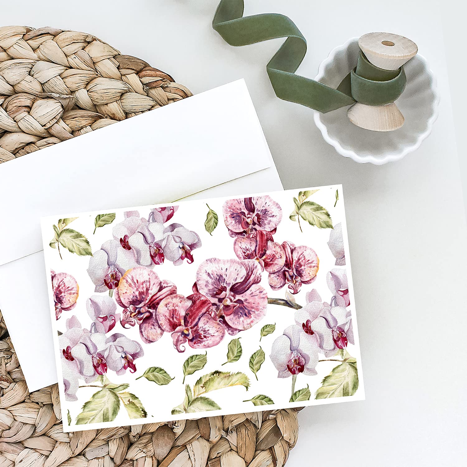 Blank A7 Size 5x7 Greeting Cards with Envelopes - Pack of 8 Whimsical Orchid Design Stationery | Perfect for Birthdays, Thank You Notes & Special Occasions