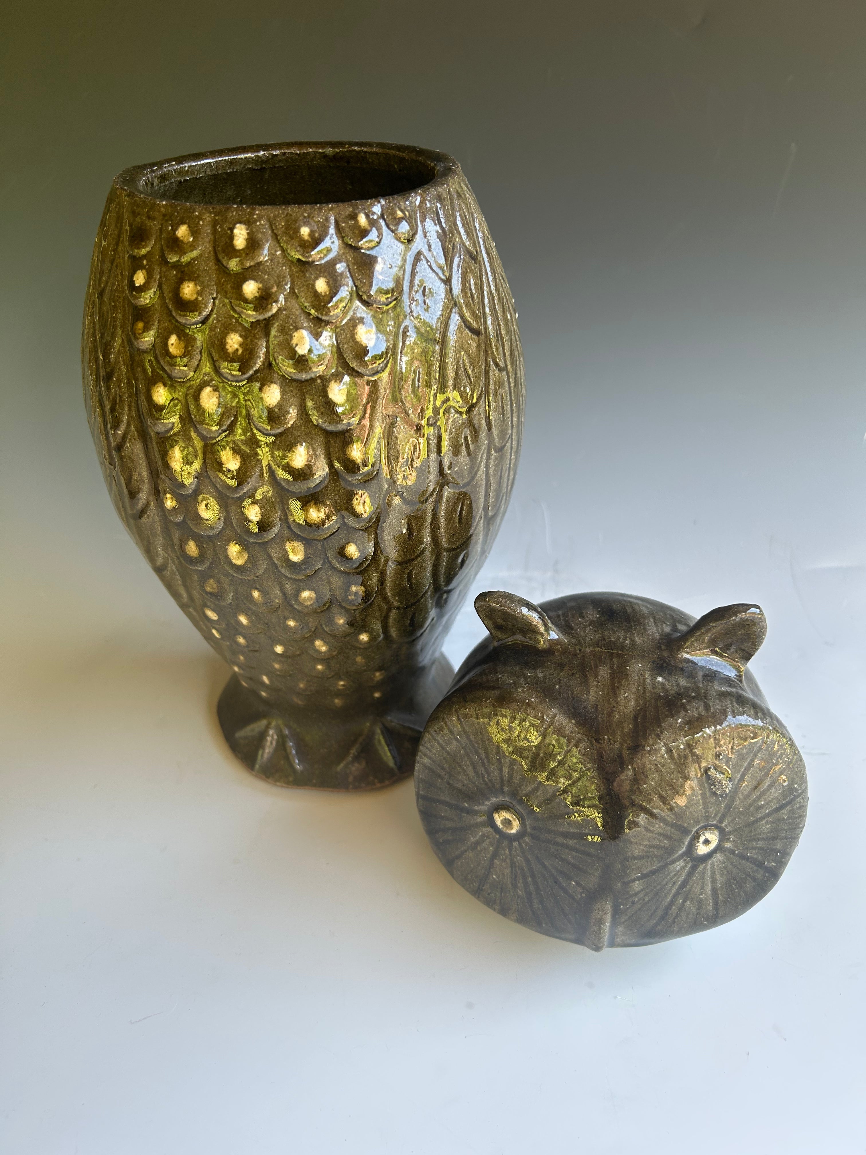 Clint Alderman 11-Inch Owl Canister - Elegant Ceramic Storage Jar for Kitchen, Bathroom & Home Decor | Perfect for Tea, Coffee, Sugar & Spices