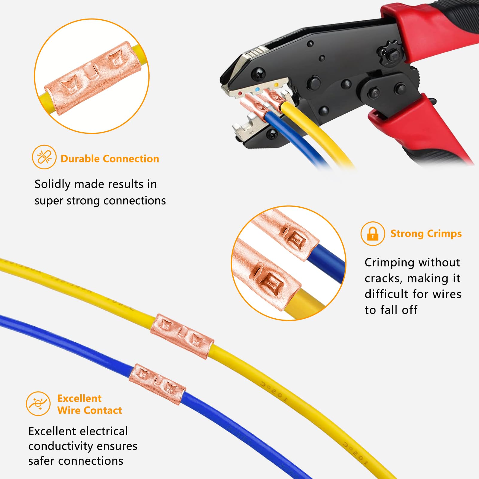 380PCS Pure Copper Non-Insulated Butt Connector Kit - 26-6 Gauge Wire Crimp Terminals for Automotive, Marine & Electrical Wiring Projects | High Conductivity Bare Splice Connectors for Reliable Wire Connections