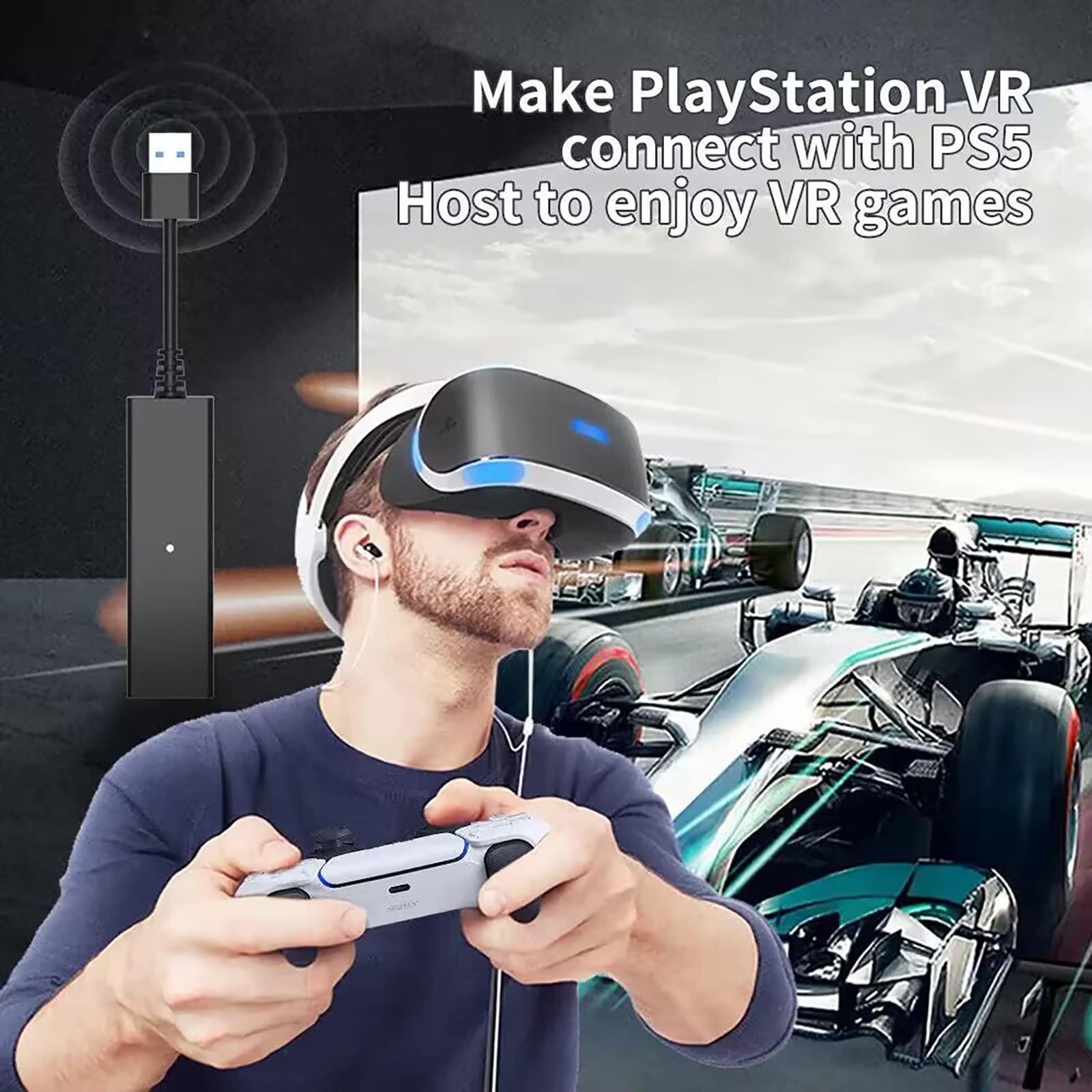 PSVR Camera Adapter for PS5 - Playstation 4 to PS5 Converter Cable - Official PSVR Adapter for PS5 Console - Perfect for Virtual Reality Gaming & PS5 VR Setup