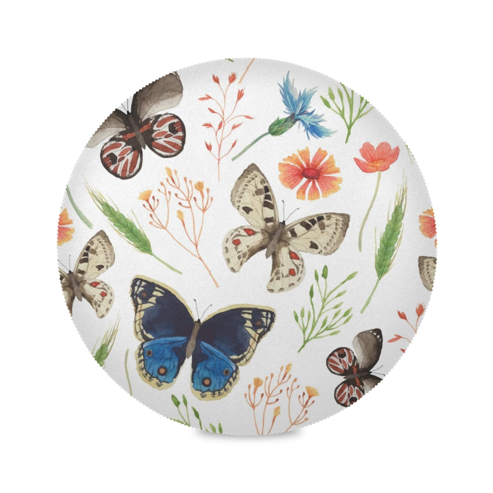 ALAZA Spring Butterfly Round Placemats Set of 4 - Non-Slip Dining Table Mats for Home Kitchen, Easter & Holiday Decor - Perfect for Dinner Parties, Brunch, and Special Occasions